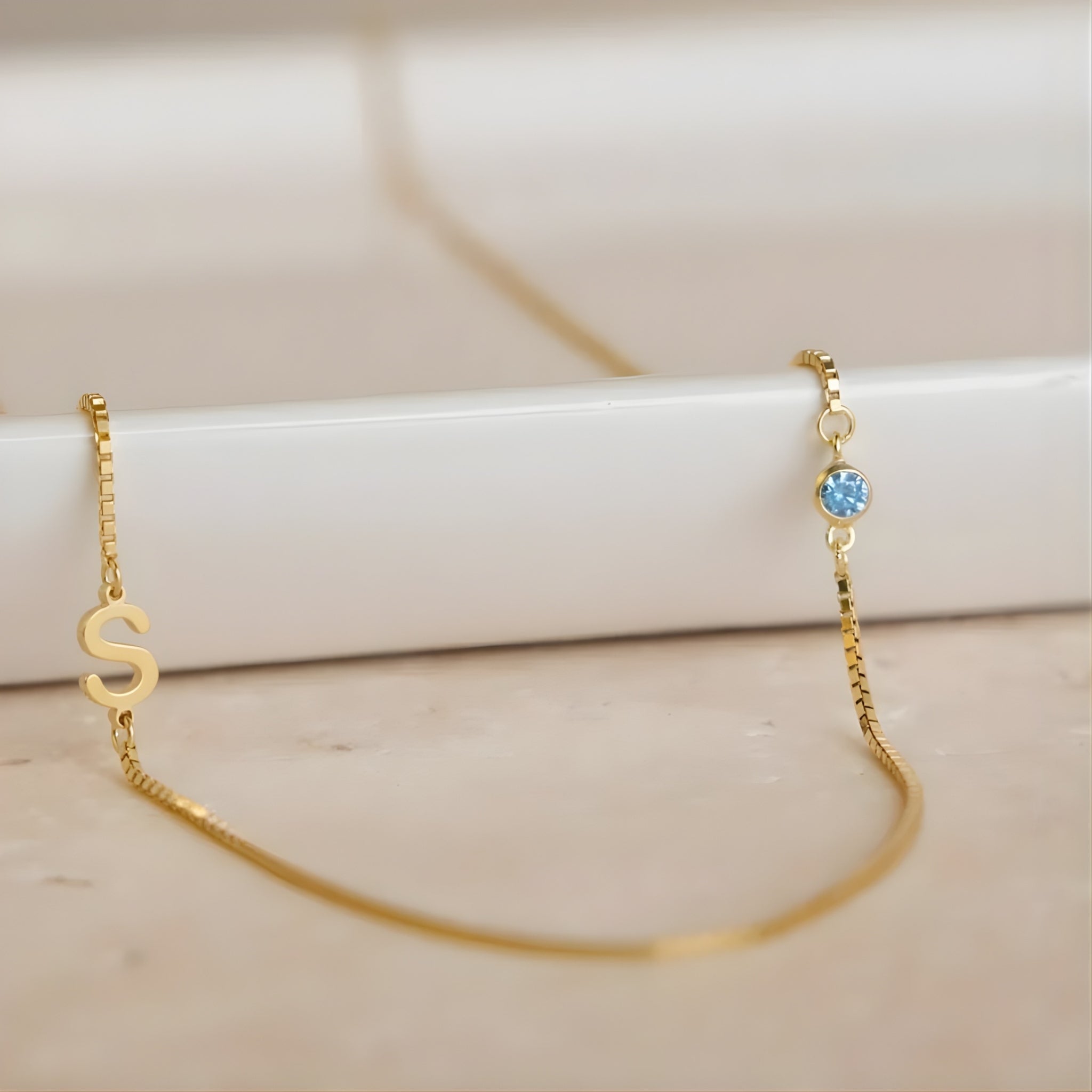 18K Gold Plated Stainless Steel Hypoallergenic Waterproof Tarnish Free Waterproof Sweatproof No-Fade A Little About Me Necklace Alphabet Birthstone The Aura