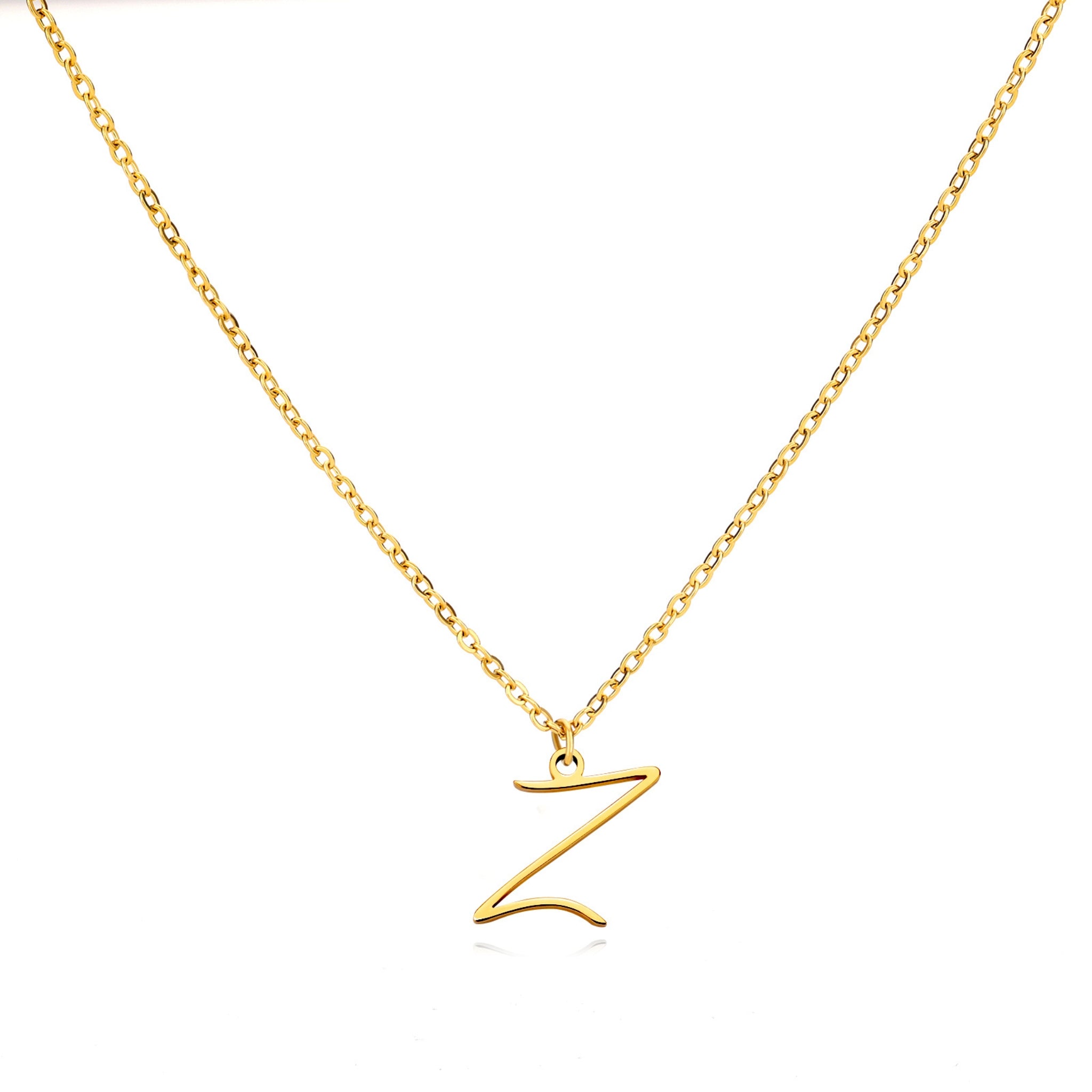 18K Gold Plated Stainless Steel Hypoallergenic Waterproof Tarnish Free  Allura Alphabet Necklaces The Aura