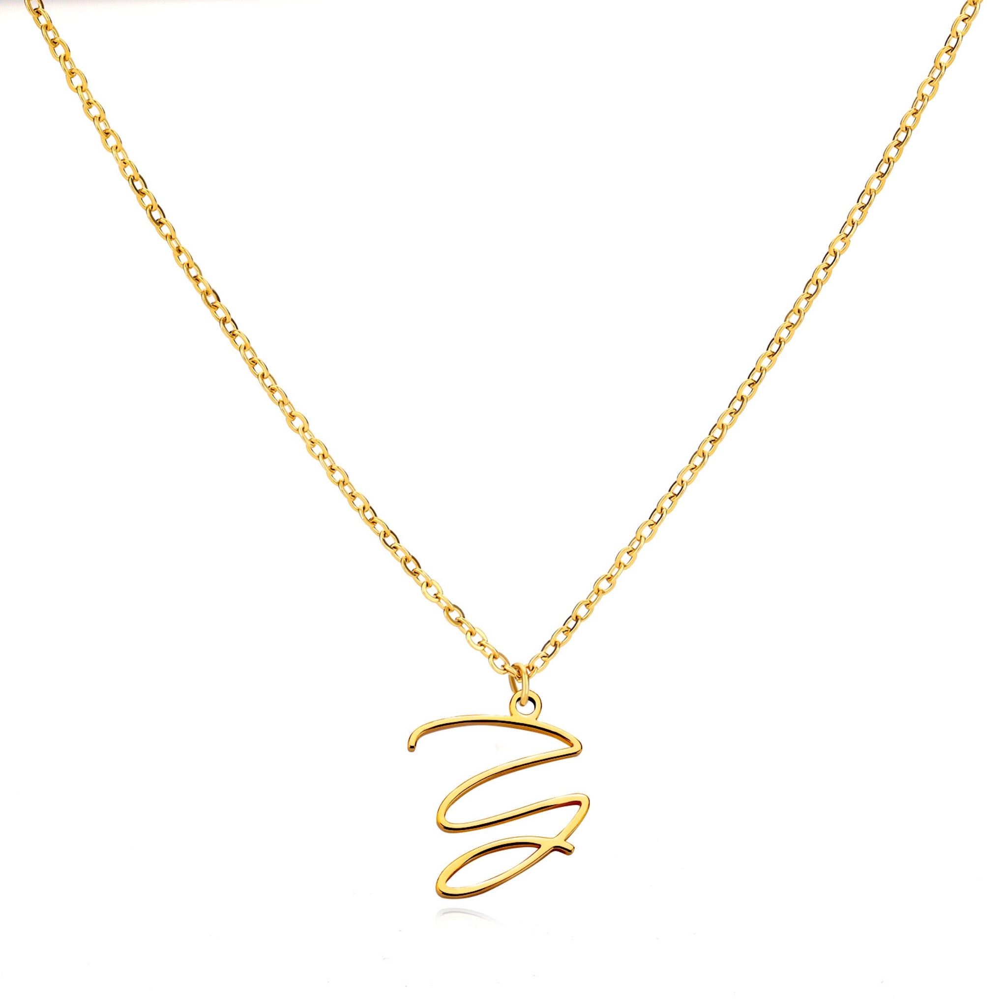 18K Gold Plated Stainless Steel Hypoallergenic Waterproof Tarnish Free  Allura Alphabet Necklaces The Aura