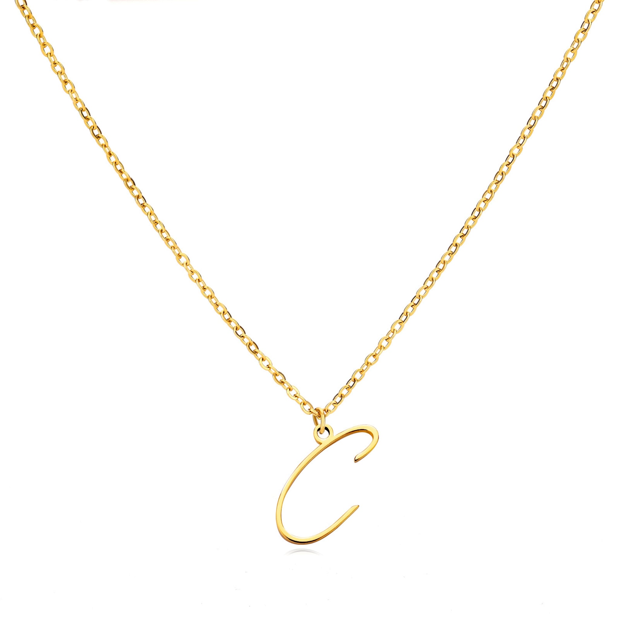 18K Gold Plated Stainless Steel Hypoallergenic Waterproof Tarnish Free  Allura Alphabet Necklaces The Aura