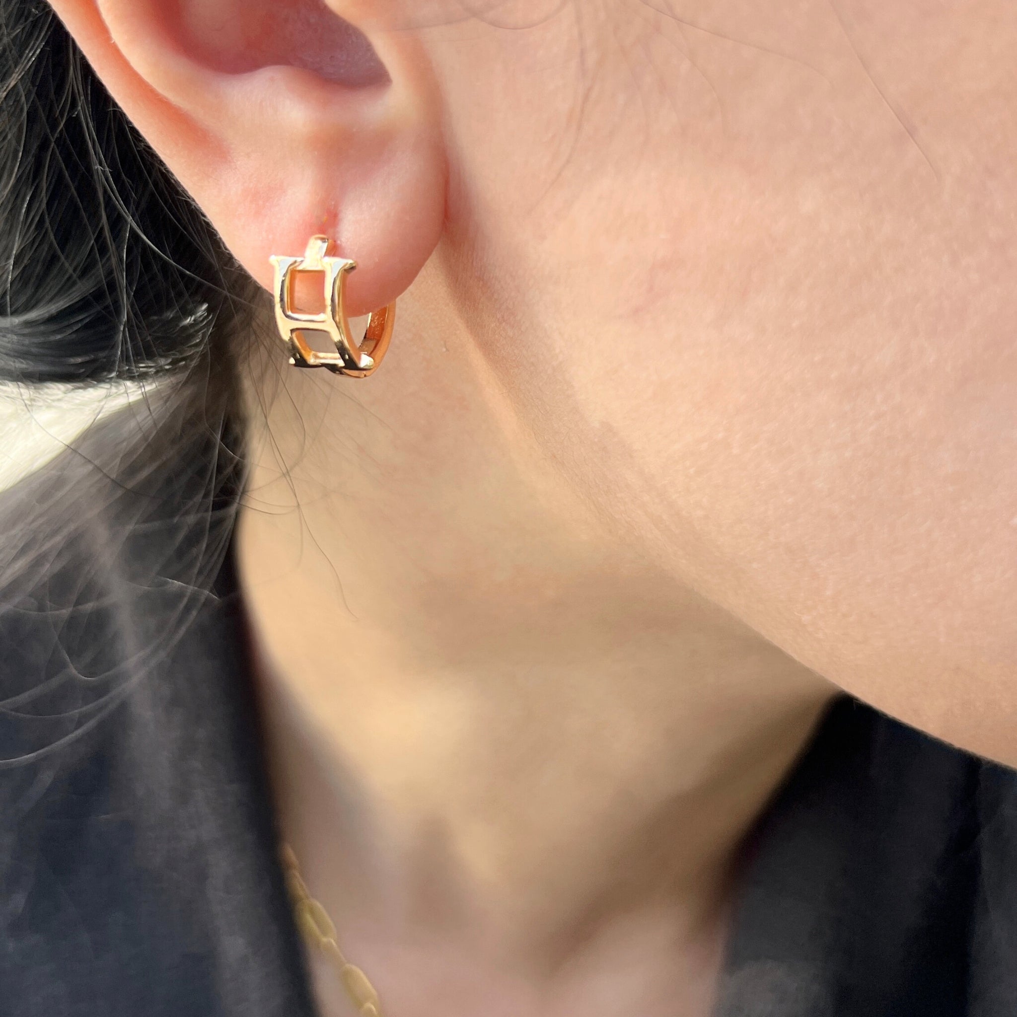 Amara Alphabet Huggie Earrings