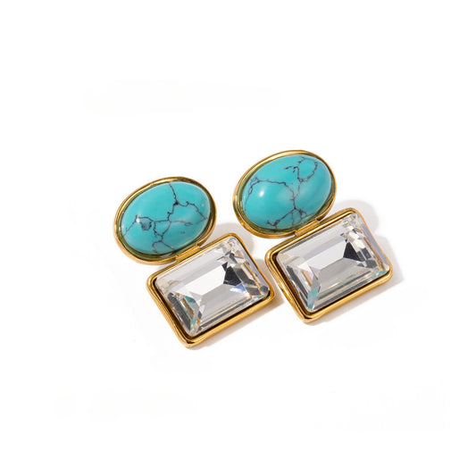 18K Gold Plated Stainless Steel Hypoallergenic Waterproof Tarnish Free Waterproof Sweatproof No-Fade Azure Gem Stud Earrings The Aura