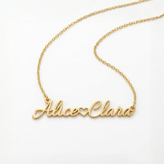 Balanced Heart Nameplate Necklace