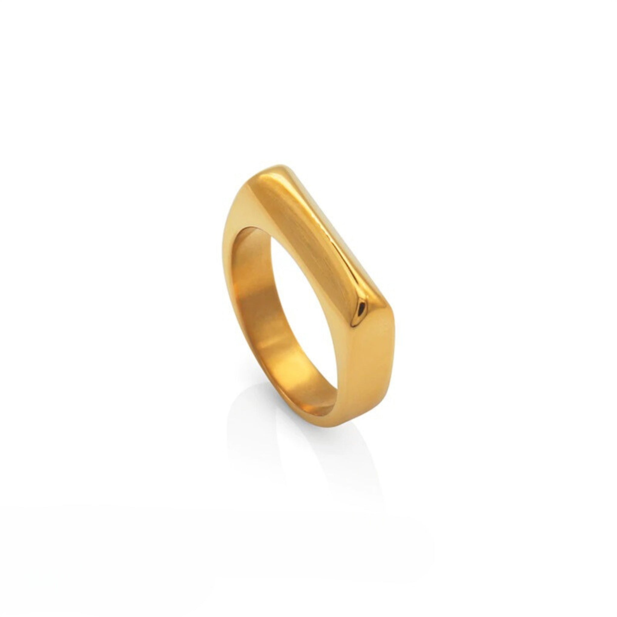18K Gold Plated Stainless Steel Hypoallergenic Waterproof Tarnish Free Waterproof Sweatproof No-Fade Bar Ring The Aura