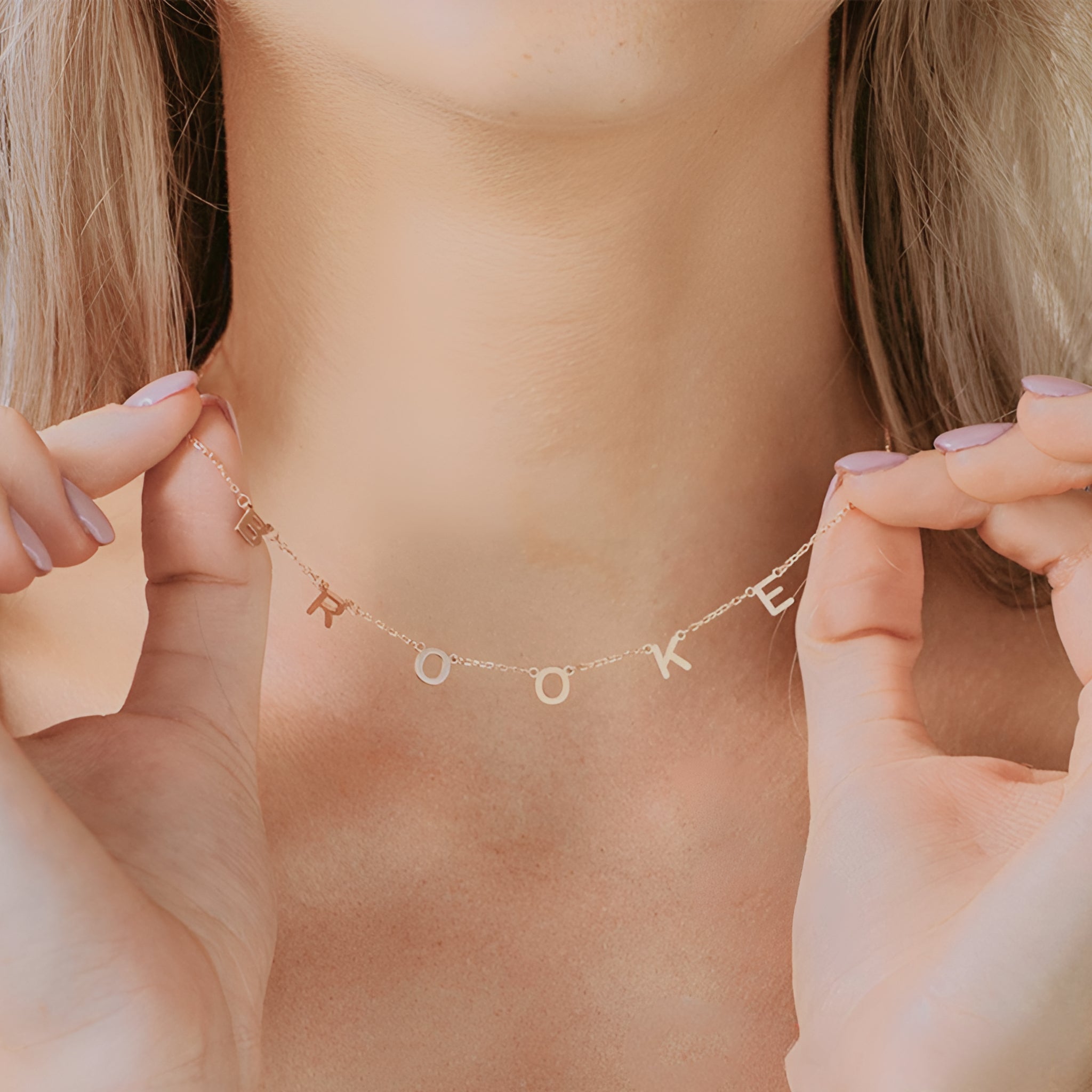 18K Gold Plated Stainless Steel Hypoallergenic Waterproof Tarnish Free Waterproof Sweatproof No-Fade Be You Monogram Necklace The Aura