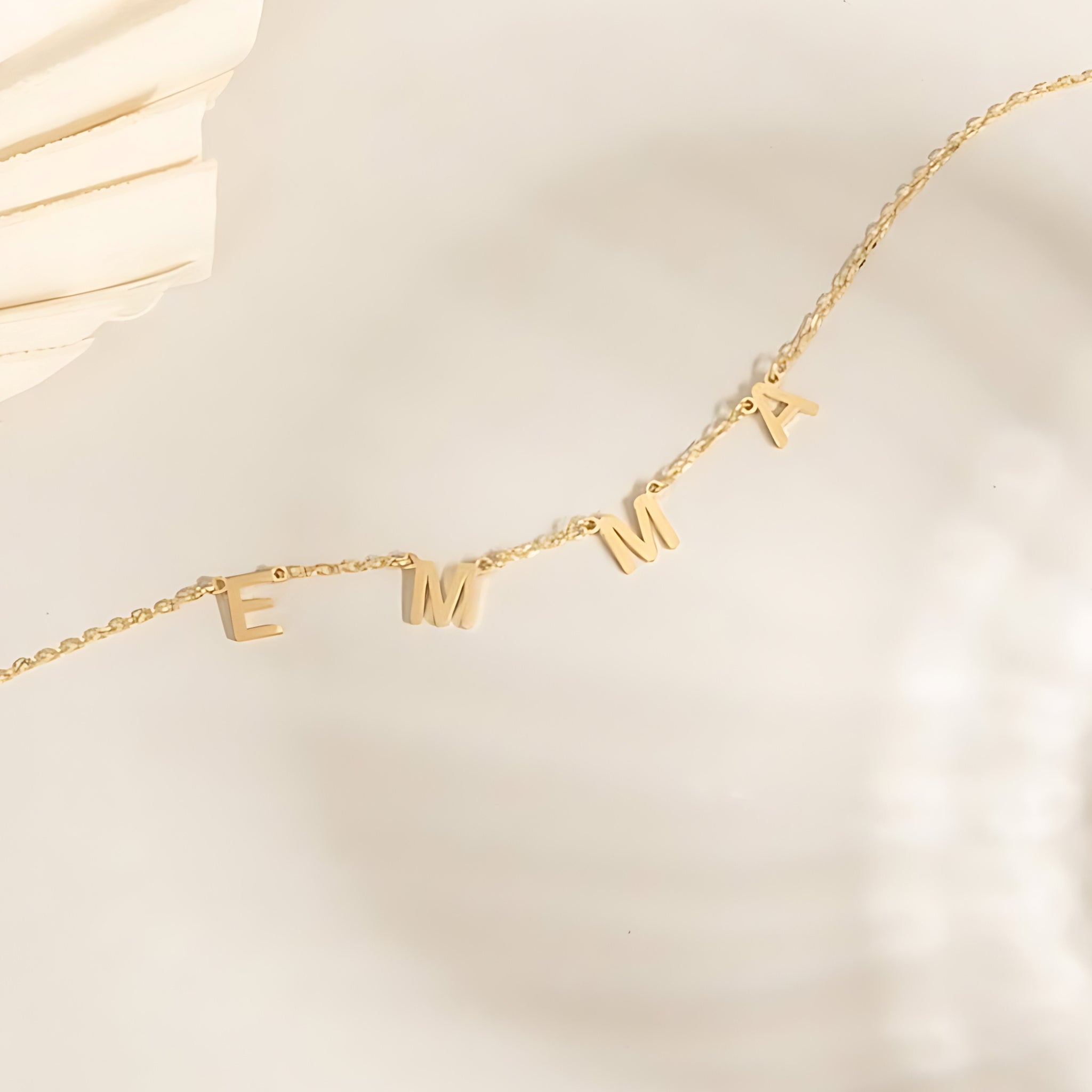 18K Gold Plated Stainless Steel Hypoallergenic Waterproof Tarnish Free Waterproof Sweatproof No-Fade Be You Monogram Necklace The Aura