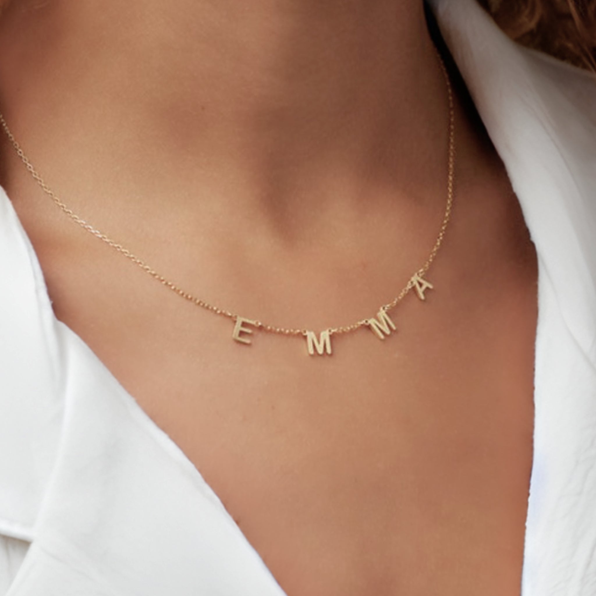 18K Gold Plated Stainless Steel Hypoallergenic Waterproof Tarnish Free Waterproof Sweatproof No-Fade Be You Monogram Necklace The Aura