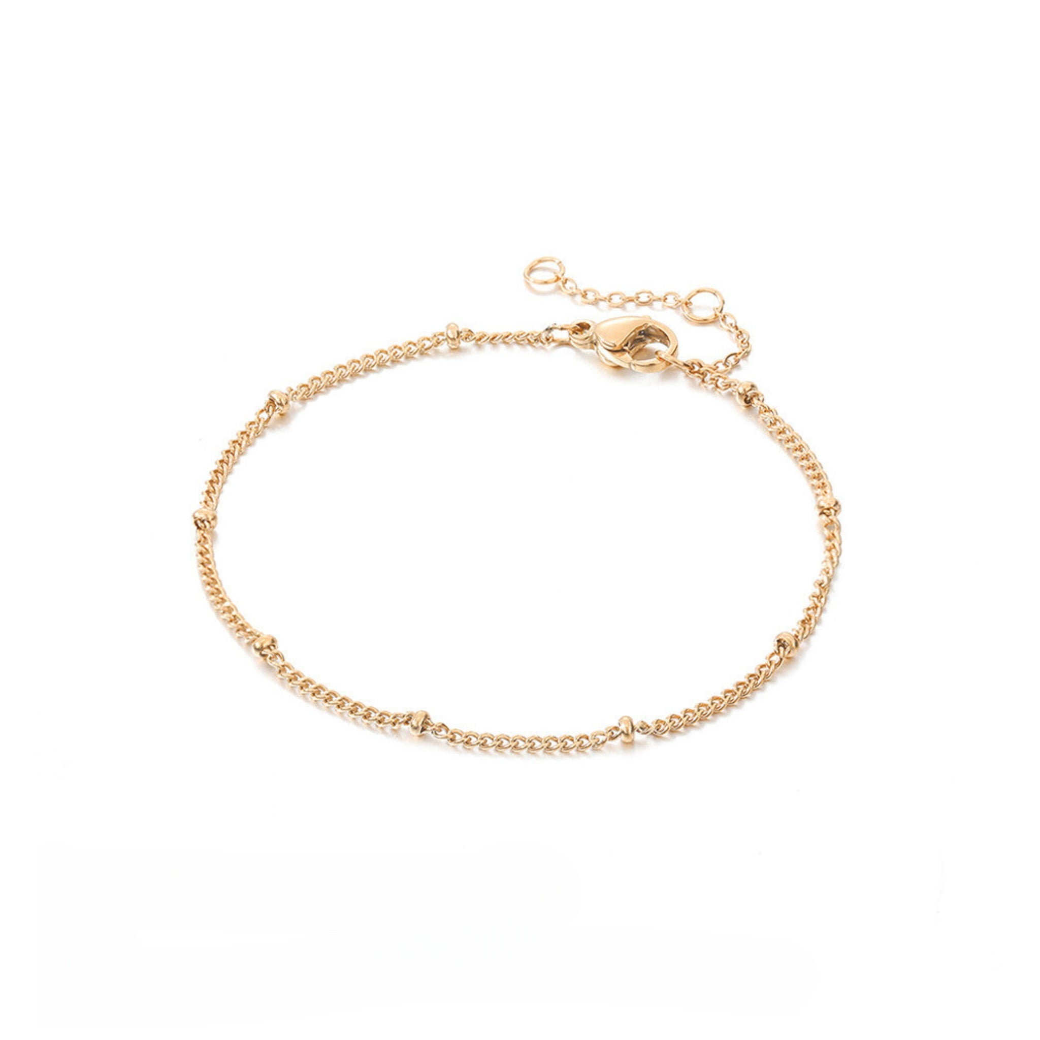 18K Gold Plated Stainless Steel Hypoallergenic Waterproof Tarnish Free Waterproof Sweatproof No-Fade Bead Chain Bracelet The Aura