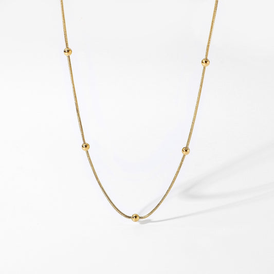 18K Gold Plated Stainless Steel Hypoallergenic Waterproof Tarnish Free Bead Round Chain Necklaces The Aura