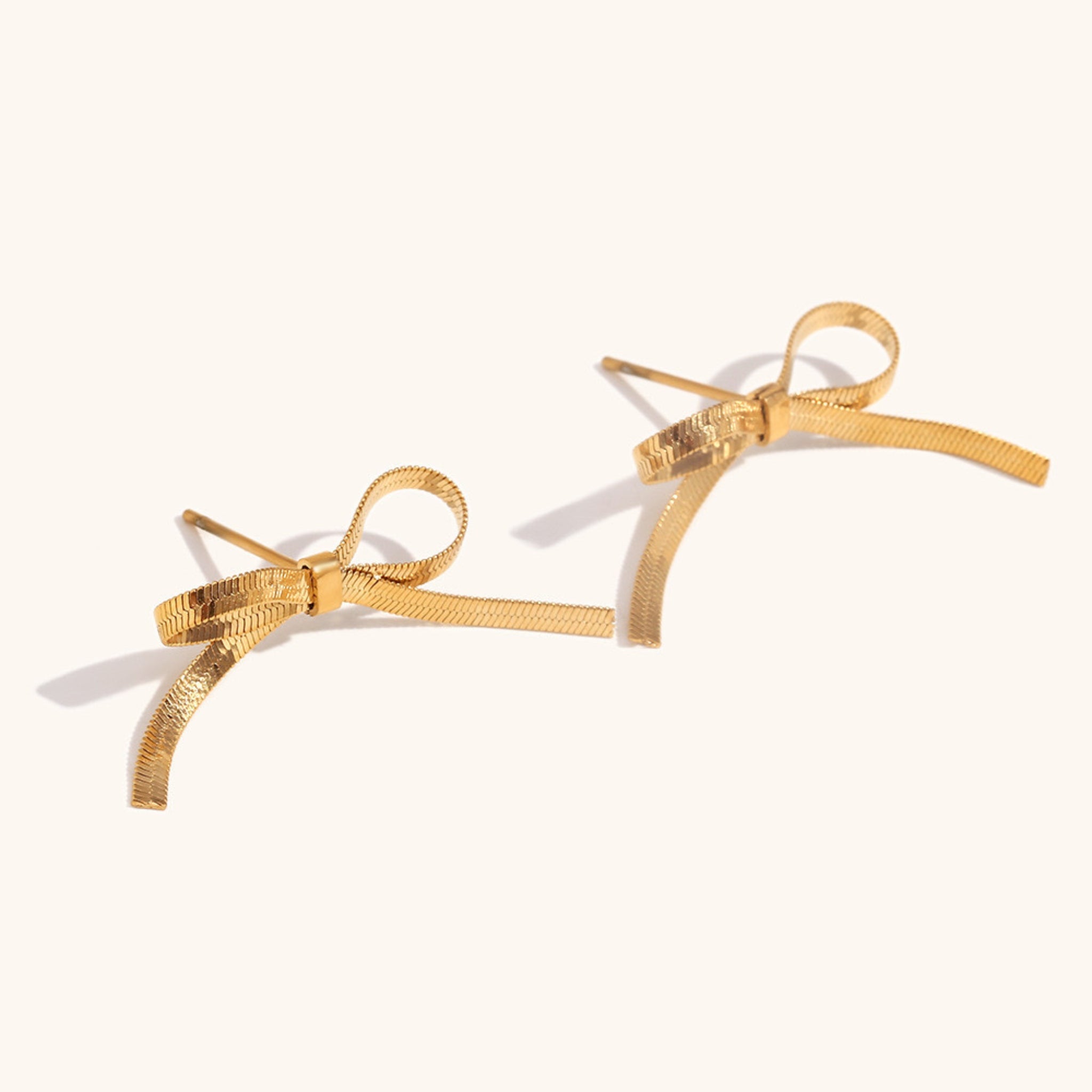 18K Gold Plated Stainless Steel Hypoallergenic Waterproof Tarnish Free Waterproof Sweatproof No-Fade Bow Knot Stud Earrings The Aura