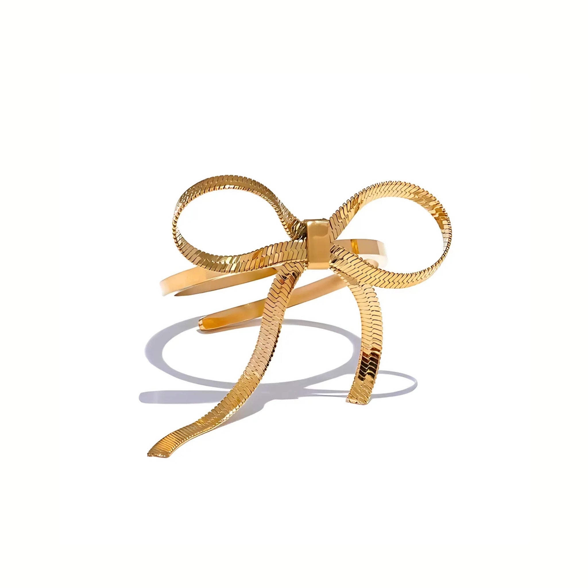 18K Gold Plated Stainless Steel Hypoallergenic Waterproof Tarnish Free Waterproof Sweatproof No-Fade Bow Loop Adjustable Ring The Aura
