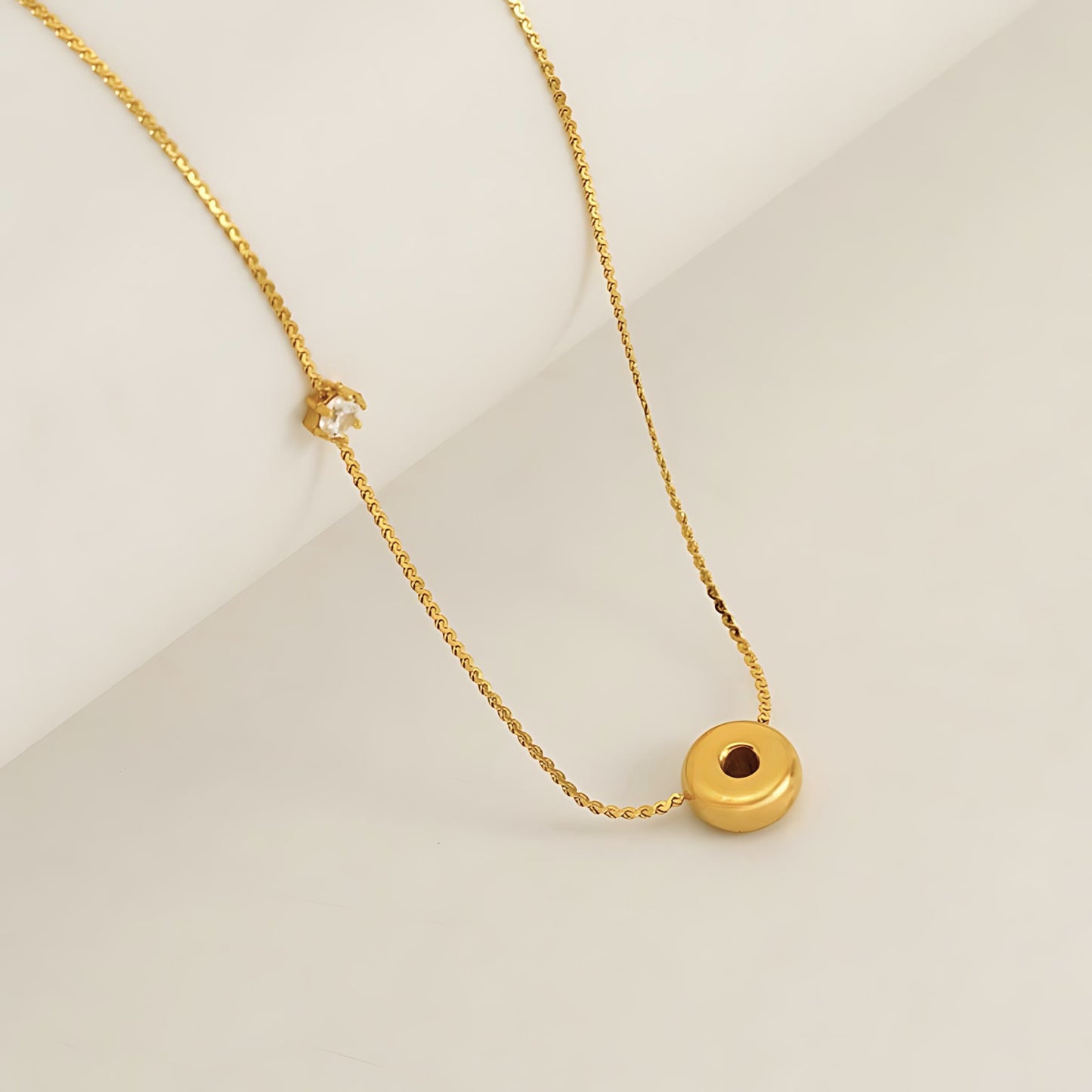 18K Gold Plated Stainless Steel Hypoallergenic Waterproof Tarnish Free Waterproof Sweatproof No-Fade Bubbly Spark Necklace The Aura