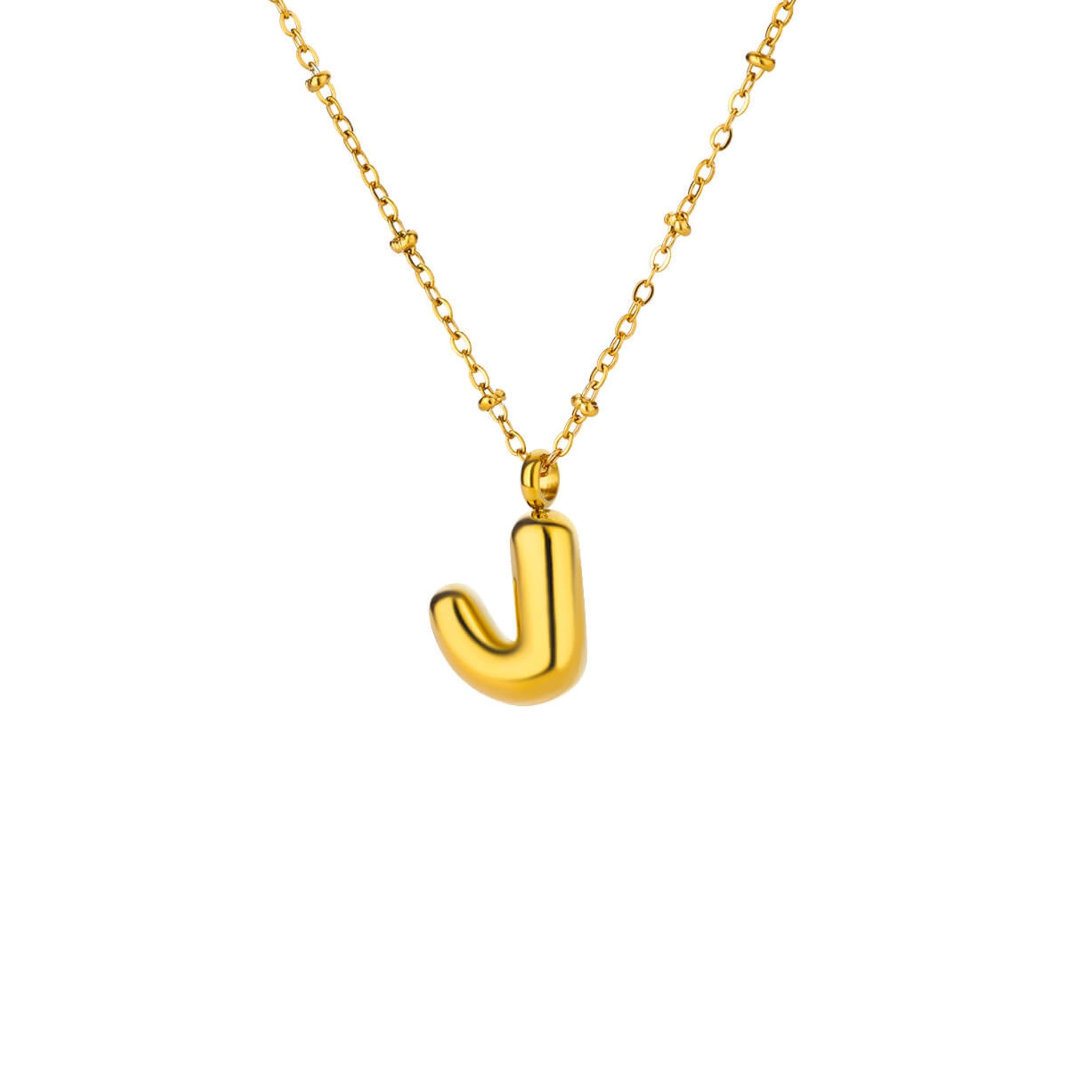 18K Gold Plated Stainless Steel Hypoallergenic Waterproof Tarnish Free Waterproof Sweatproof No-Fade Bubbly Alphabet Necklace The Aura