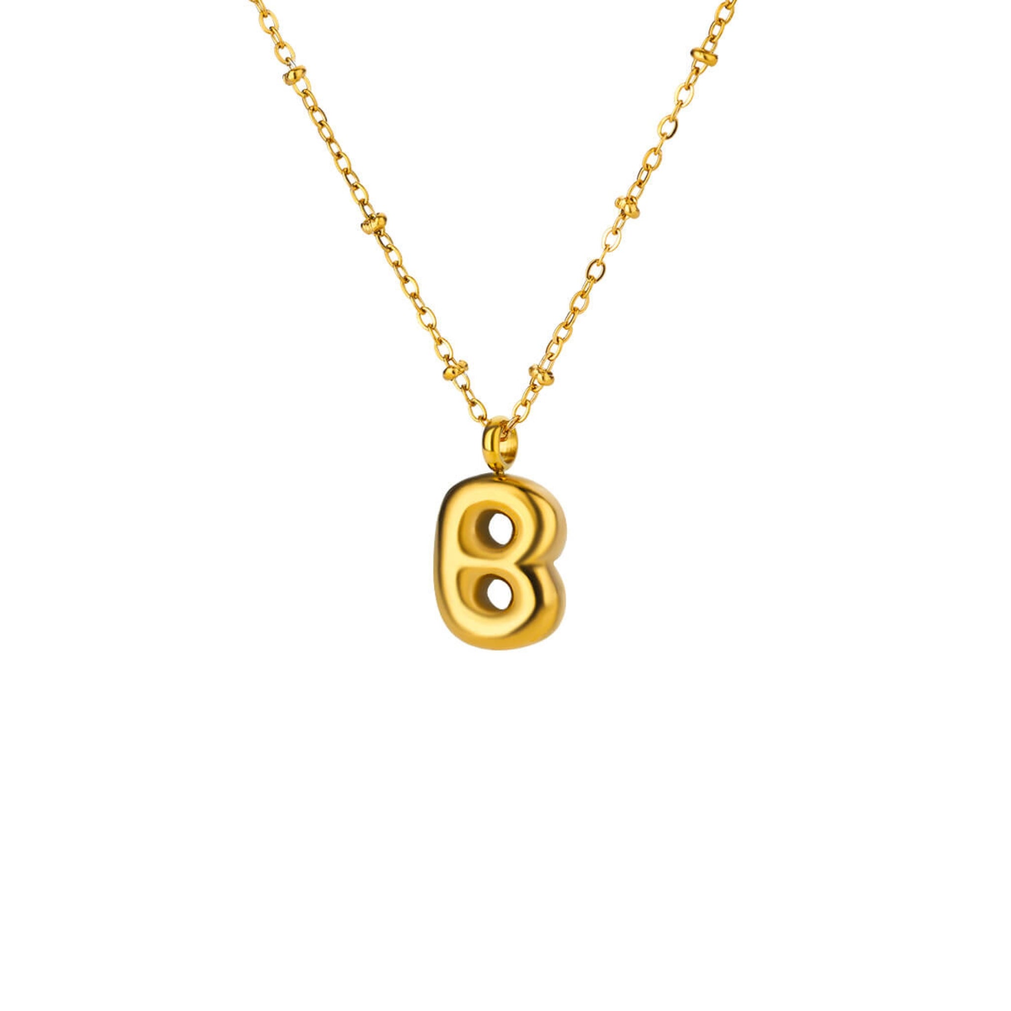 18K Gold Plated Stainless Steel Hypoallergenic Waterproof Tarnish Free Waterproof Sweatproof No-Fade Bubbly Alphabet Necklace The Aura