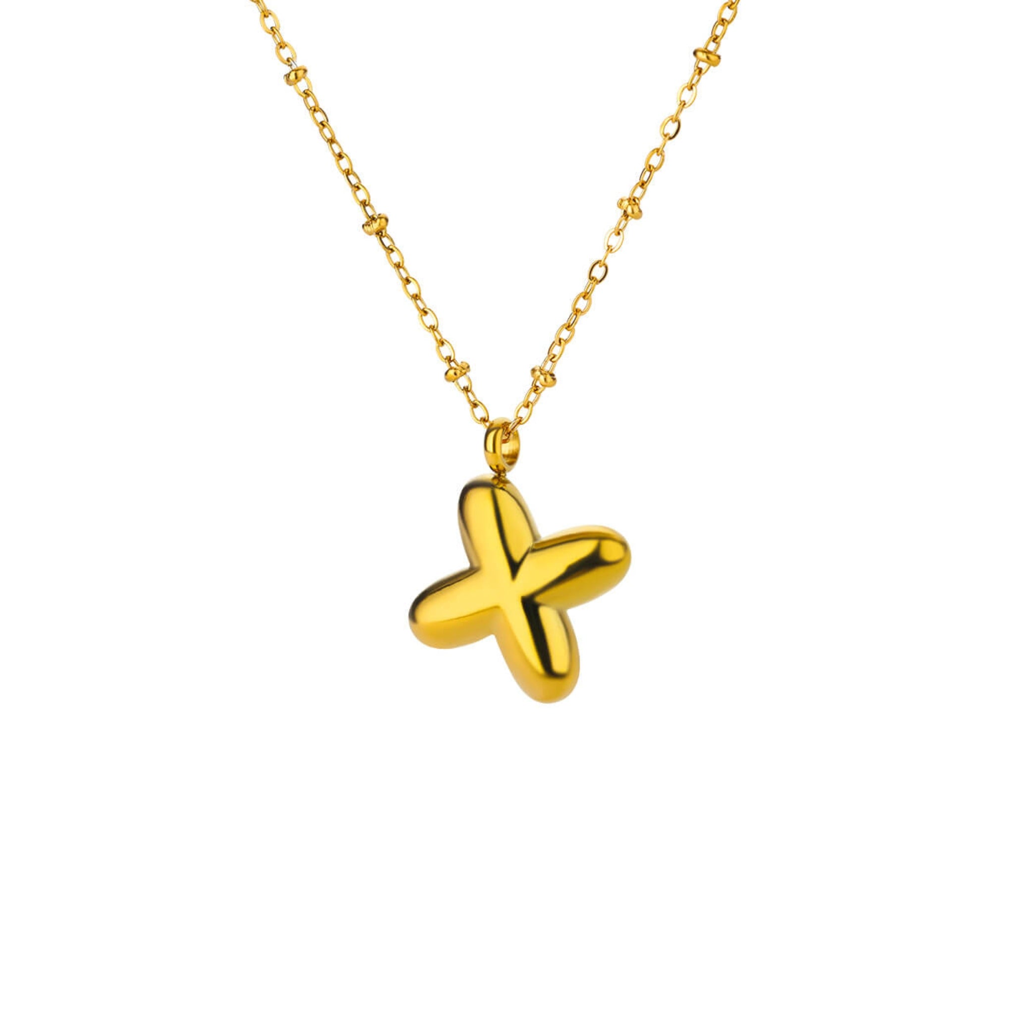 18K Gold Plated Stainless Steel Hypoallergenic Waterproof Tarnish Free Waterproof Sweatproof No-Fade Bubbly Alphabet Necklace The Aura