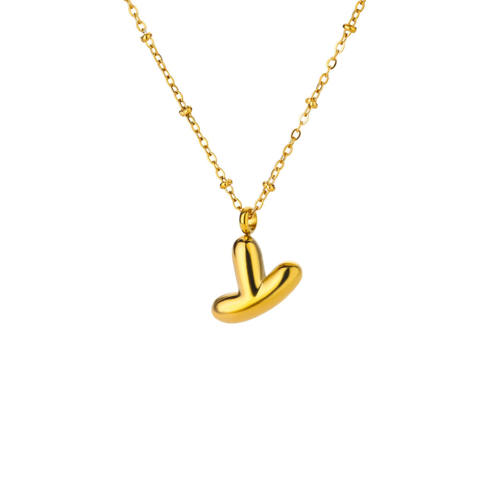 18K Gold Plated Stainless Steel Hypoallergenic Waterproof Tarnish Free Waterproof Sweatproof No-Fade Bubbly Alphabet Necklace The Aura