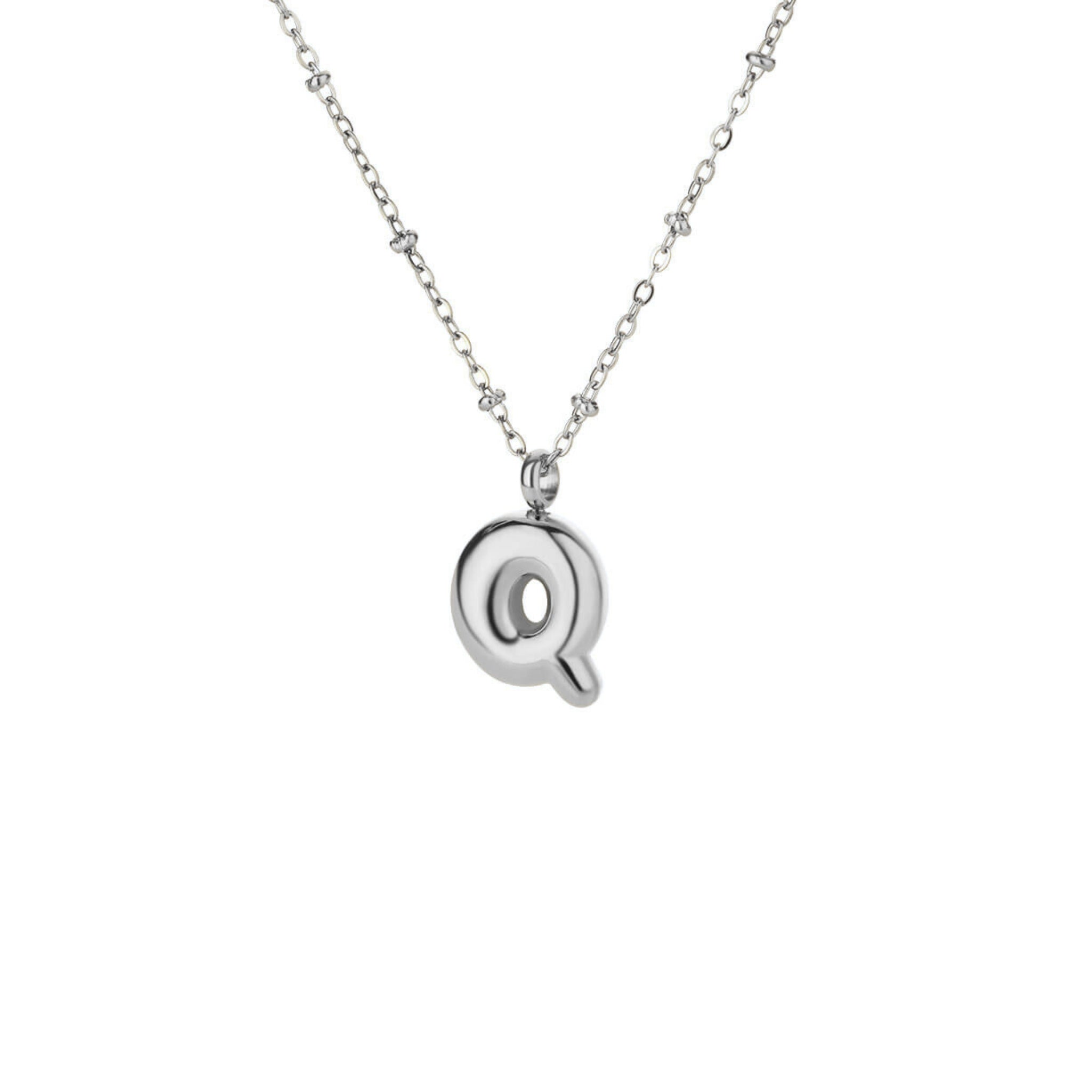 Stainless Steel Hypoallergenic Waterproof Tarnish Free Waterproof Sweatproof No-Fade Bubbly Alphabet Necklace The Aura