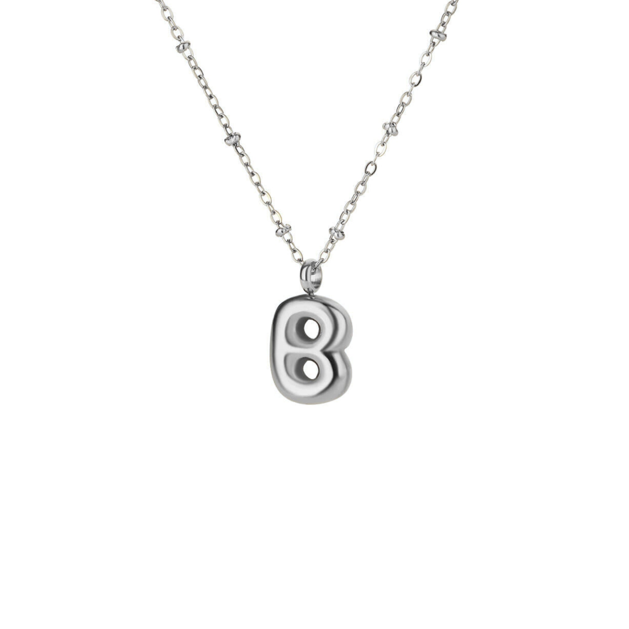 Stainless Steel Hypoallergenic Waterproof Tarnish Free Waterproof Sweatproof No-Fade Bubbly Alphabet Necklace The Aura