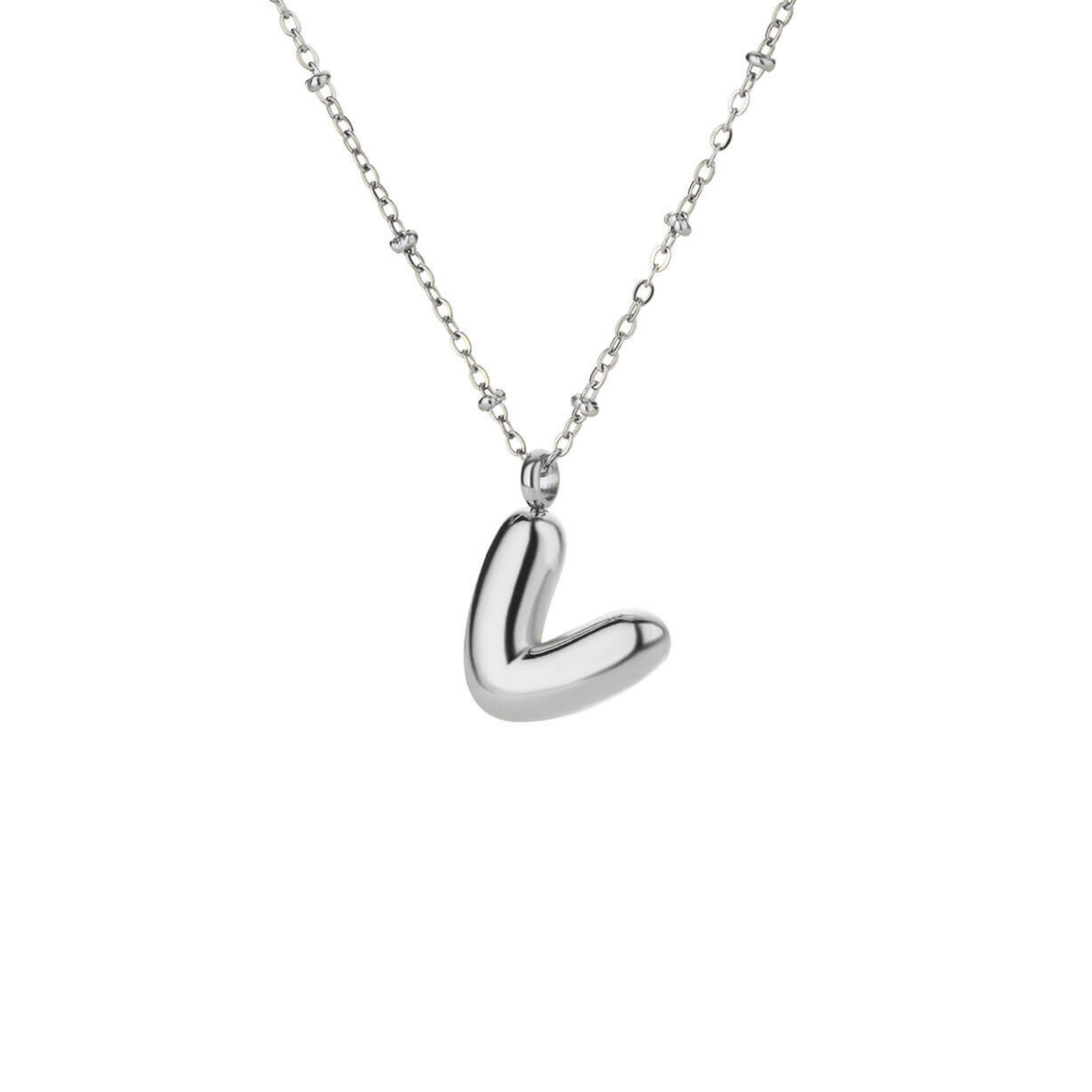 Stainless Steel Hypoallergenic Waterproof Tarnish Free Waterproof Sweatproof No-Fade Bubbly Alphabet Necklace The Aura