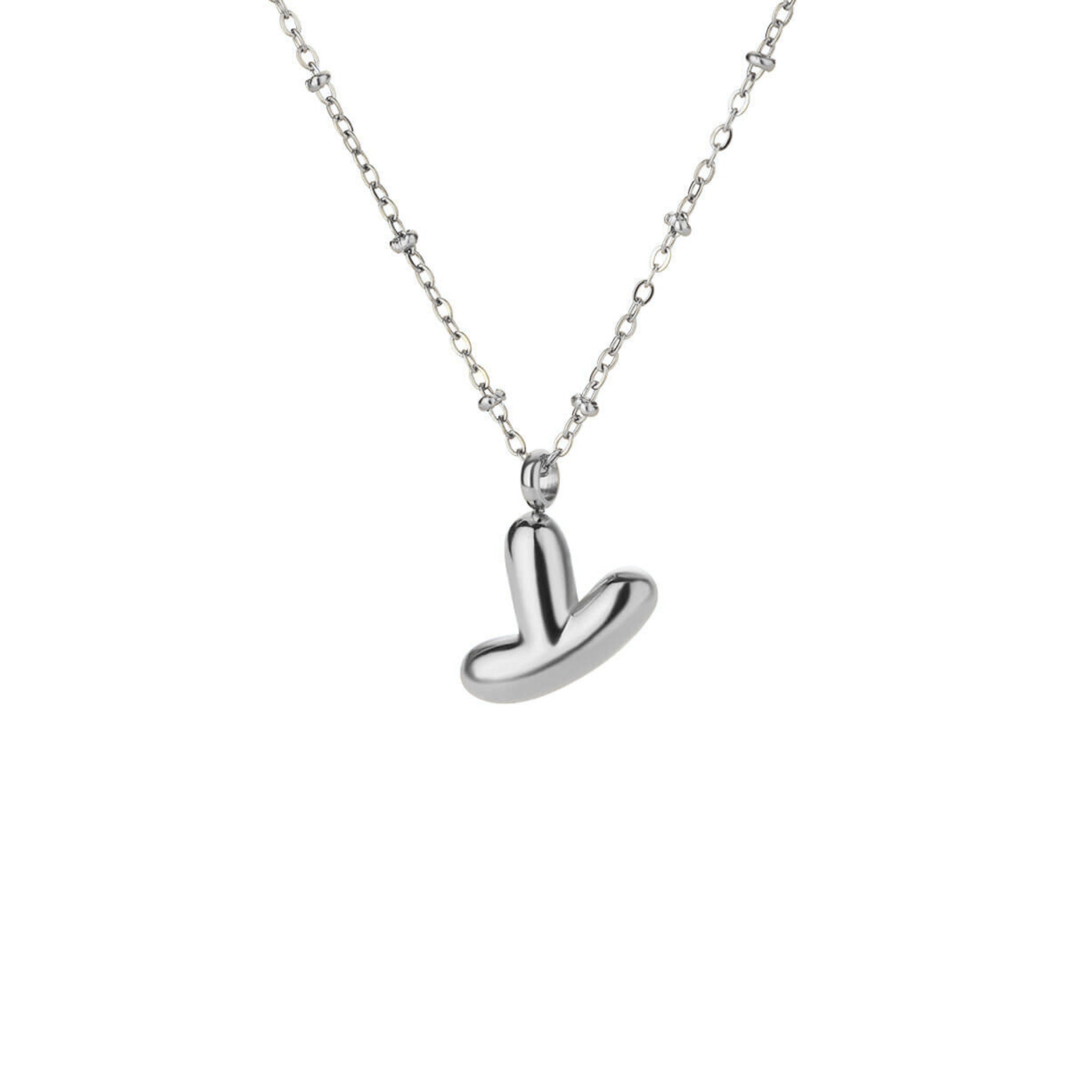 Stainless Steel Hypoallergenic Waterproof Tarnish Free Waterproof Sweatproof No-Fade Bubbly Alphabet Necklace The Aura