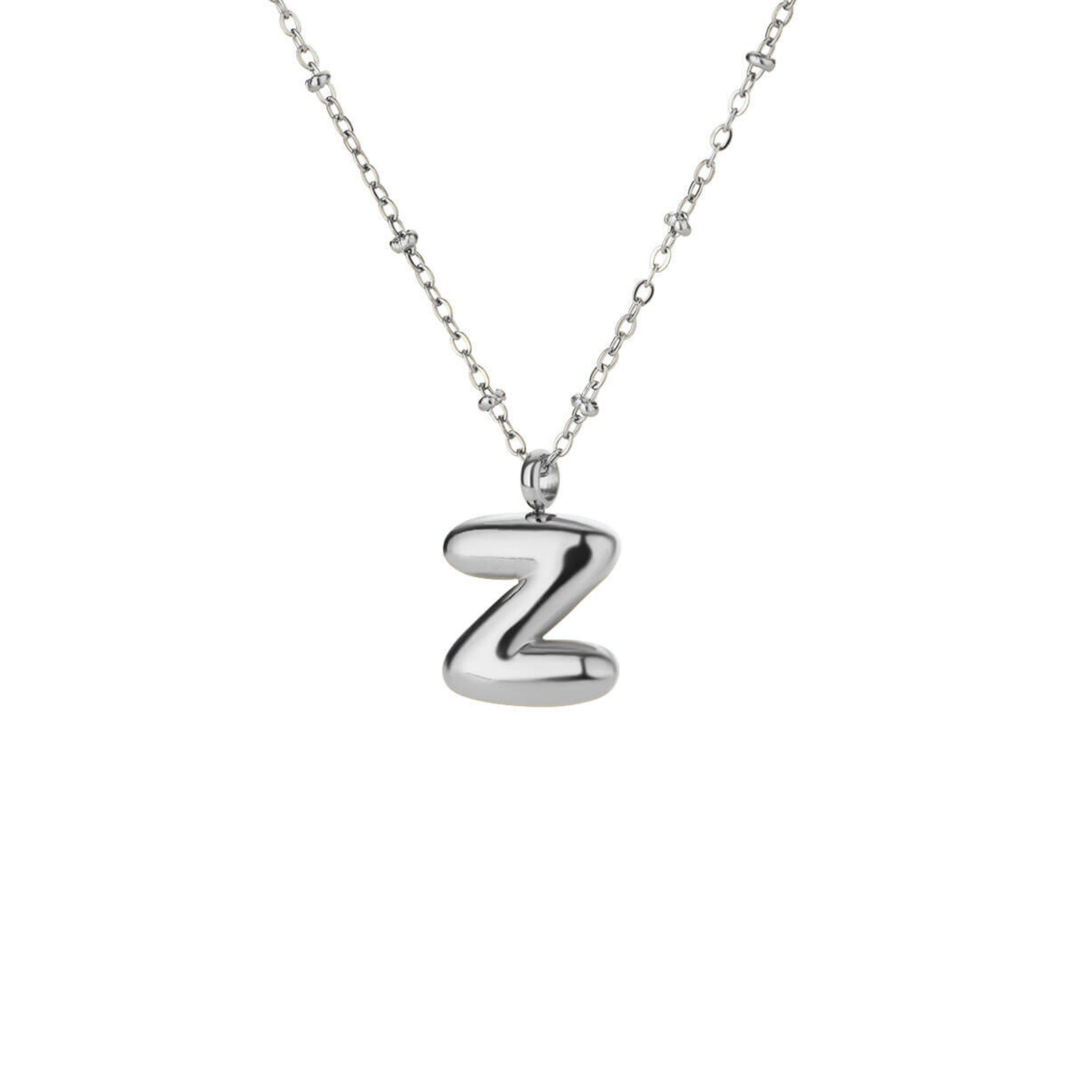 Stainless Steel Hypoallergenic Waterproof Tarnish Free Waterproof Sweatproof No-Fade Bubbly Alphabet Necklace The Aura