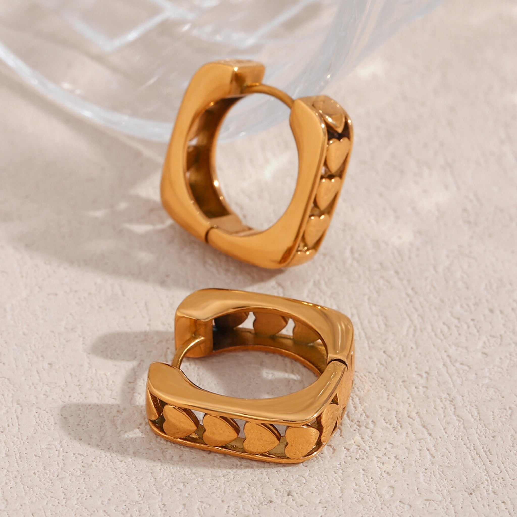 18K Gold Plated Stainless Steel Hypoallergenic Waterproof Tarnish Free Waterproof Sweatproof No-Fade Chantal Huggie Earrings The Aura