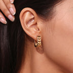 18K Gold Plated Stainless Steel Hypoallergenic Waterproof Tarnish Free Waterproof Sweatproof No-Fade Chantal Huggie Earrings The Aura