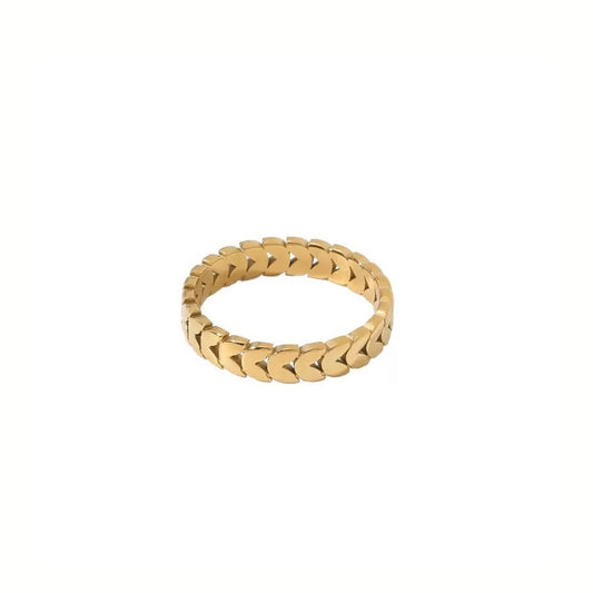 18K Gold Plated Stainless Steel Hypoallergenic Waterproof Tarnish Free Waterproof Sweatproof No-Fade Chervron Ring The Aura