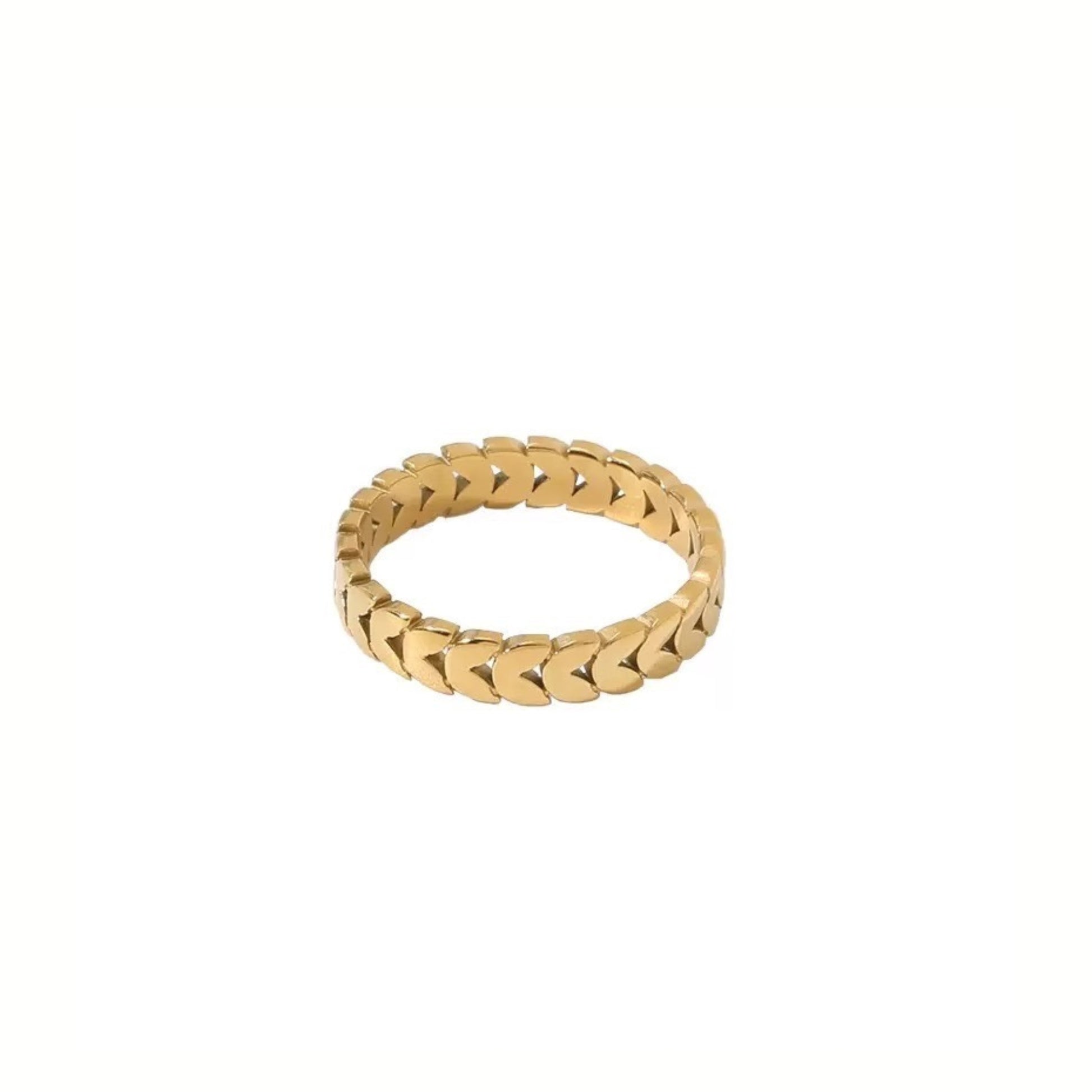 18K Gold Plated Stainless Steel Hypoallergenic Waterproof Tarnish Free Waterproof Sweatproof No-Fade Chervron Ring The Aura