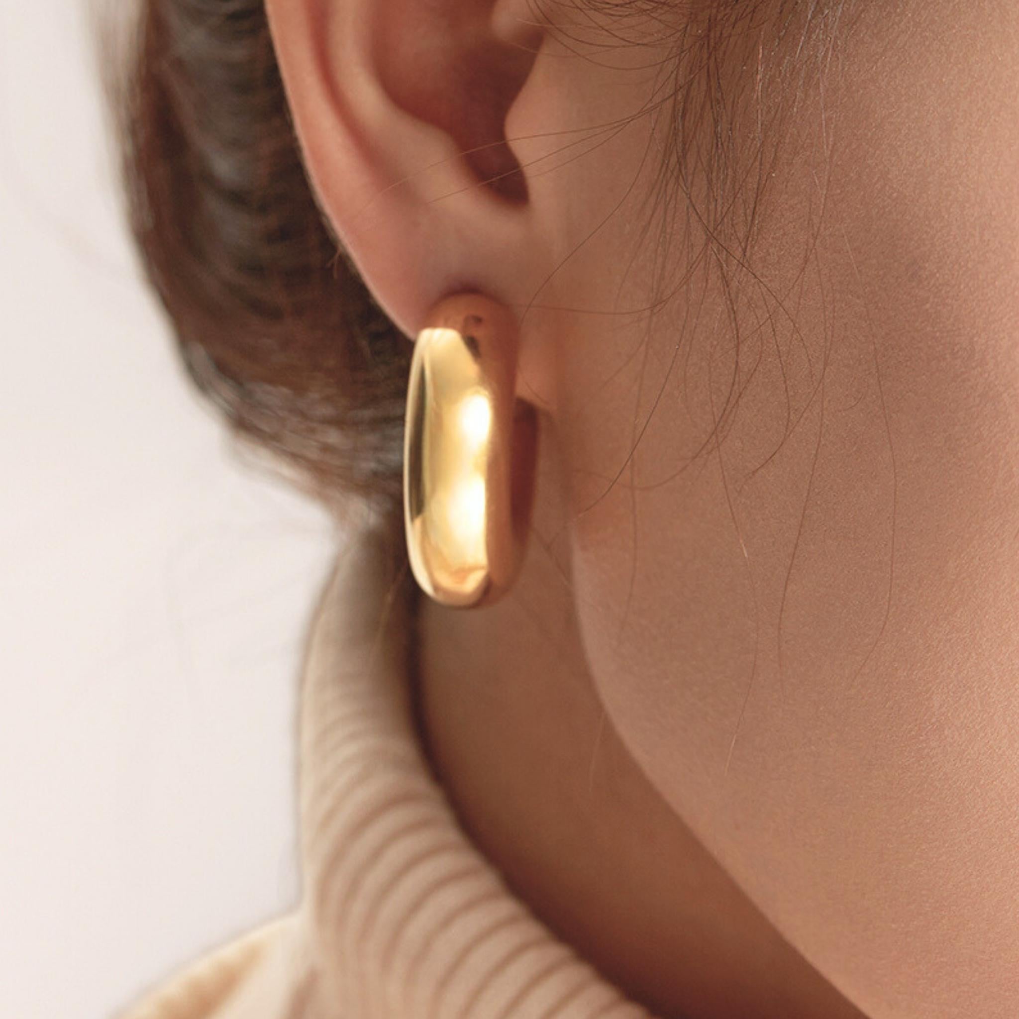 Gold Plated Stainless Steel Hypoallergenic Waterproof Tarnish Free Chubby C Stud Earrings XL The Aura