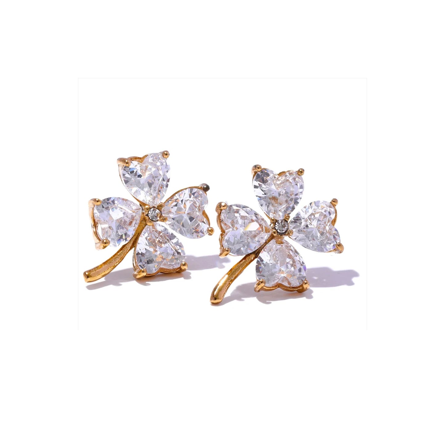 18K Gold Plated Stainless Steel Hypoallergenic Waterproof Tarnish Free Waterproof Sweatproof No-Fade Clover Stud Earrings The Aura