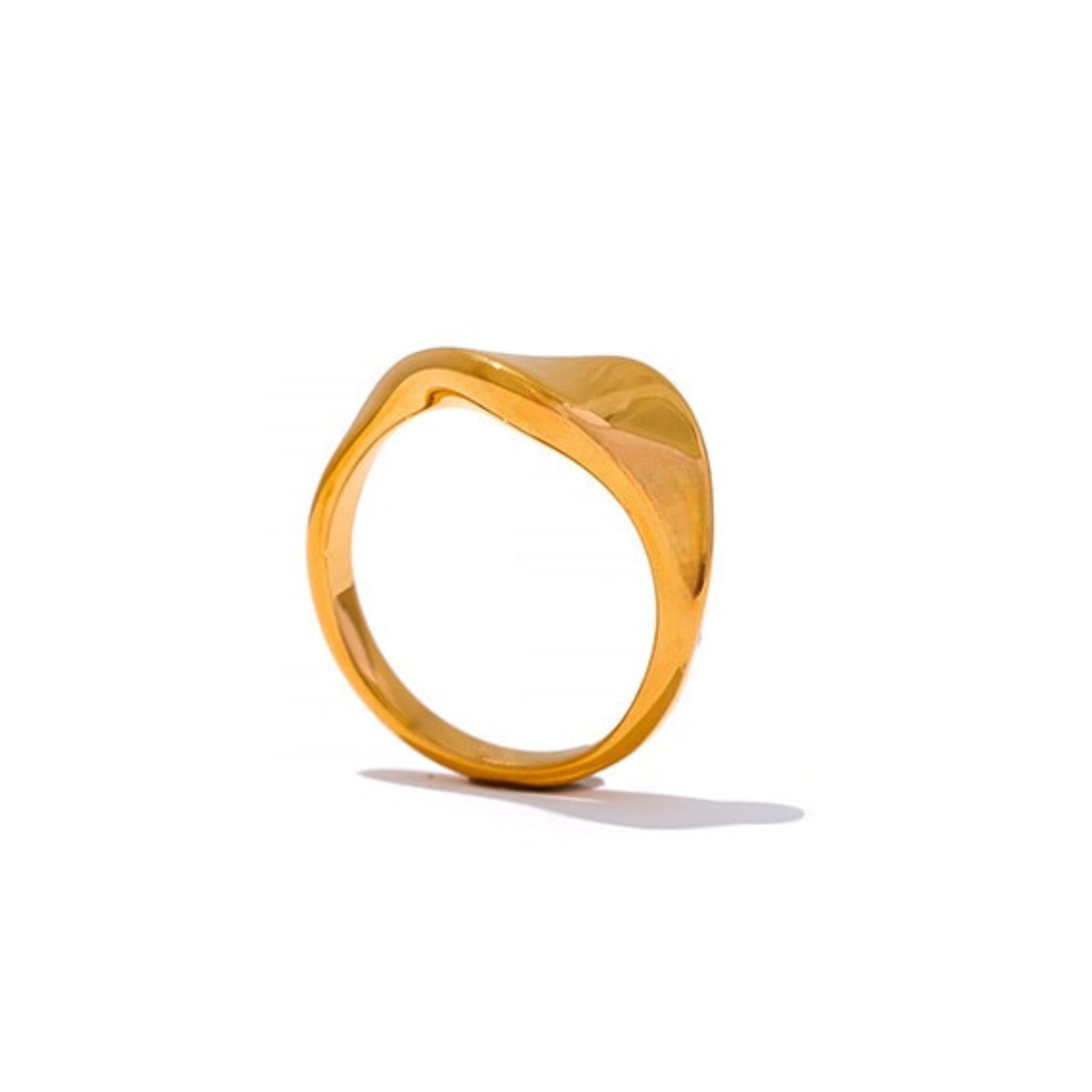 18K Gold Plated Stainless Steel Hypoallergenic Waterproof Tarnish Free Curvella Rings The Aura