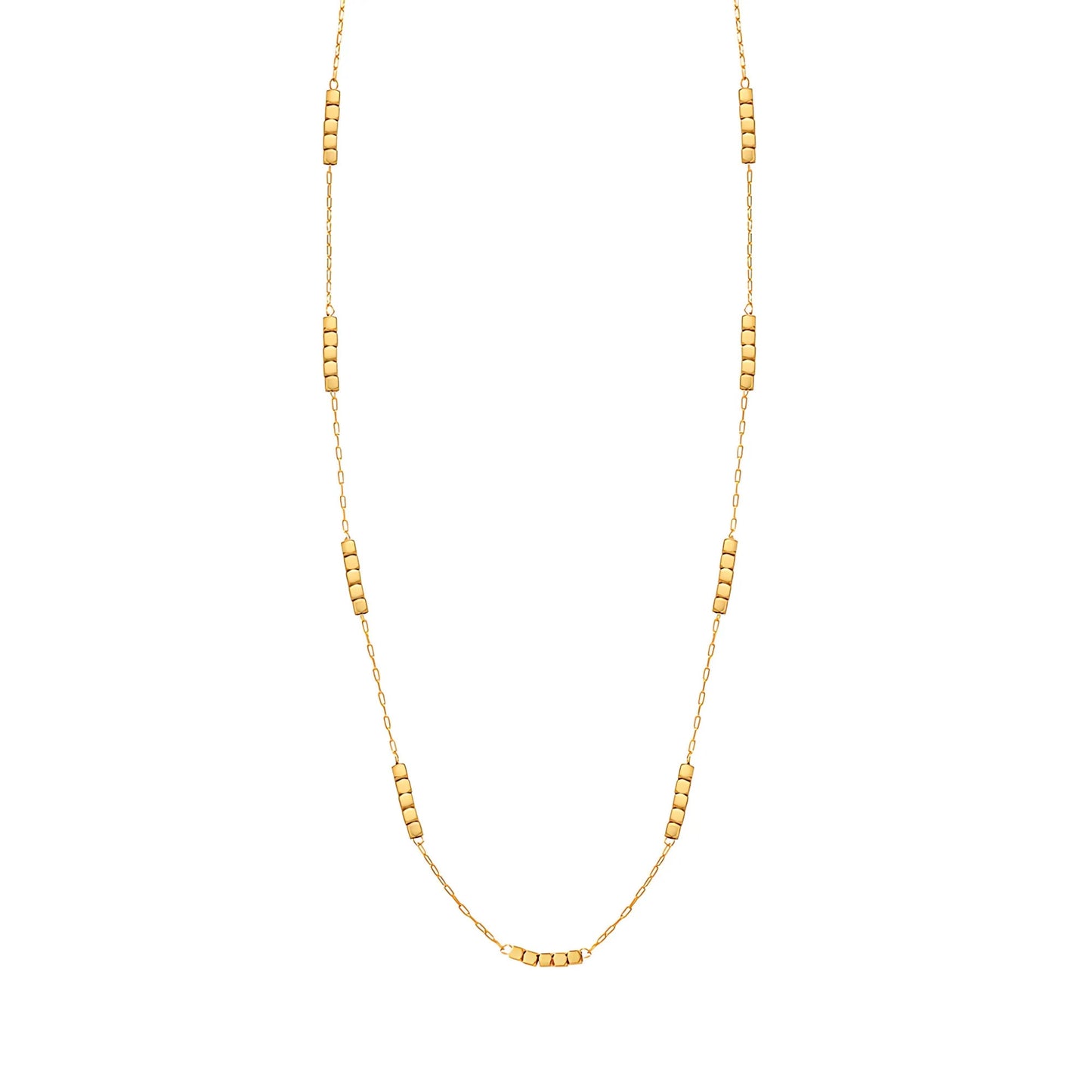 18K Gold Plated Stainless Steel Hypoallergenic Waterproof Tarnish Free Waterproof Sweatproof No-Fade Cube Bead Necklace The Aura