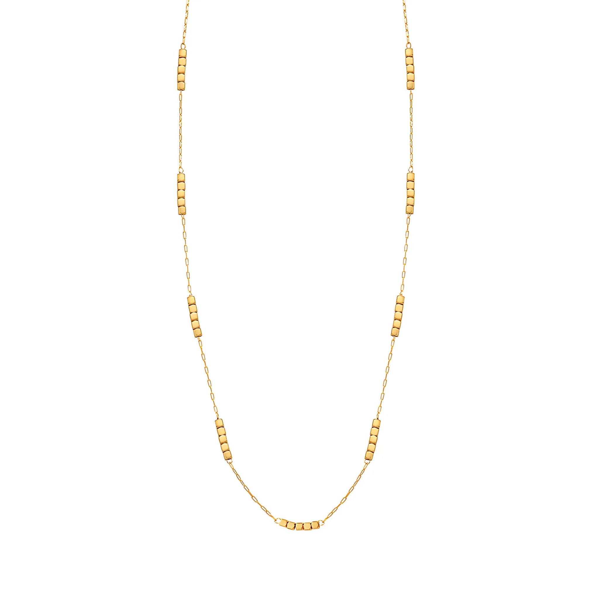 18K Gold Plated Stainless Steel Hypoallergenic Waterproof Tarnish Free Waterproof Sweatproof No-Fade Cube Bead Necklace The Aura