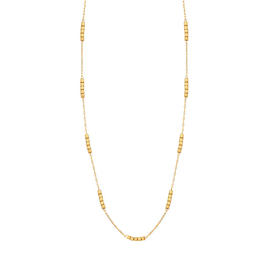 18K Gold Plated Stainless Steel Hypoallergenic Waterproof Tarnish Free Waterproof Sweatproof No-Fade Cube Bead Necklace The Aura