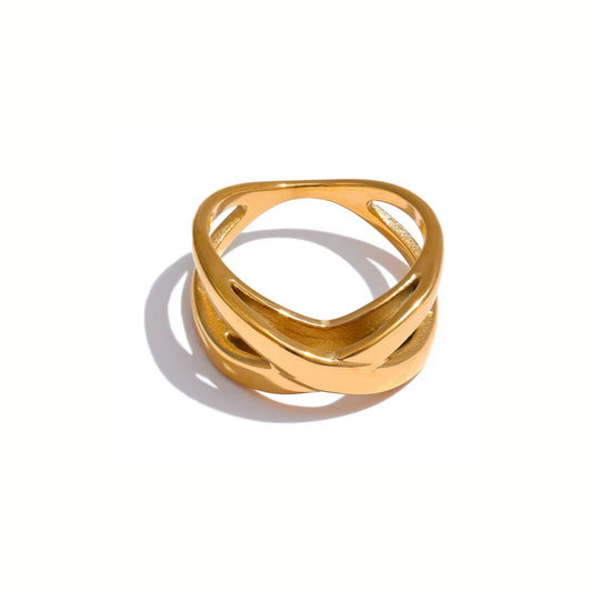 18K Gold Plated Stainless Steel Hypoallergenic Waterproof Tarnish Free Waterproof Sweatproof No-Fade Divine Ring The Aura