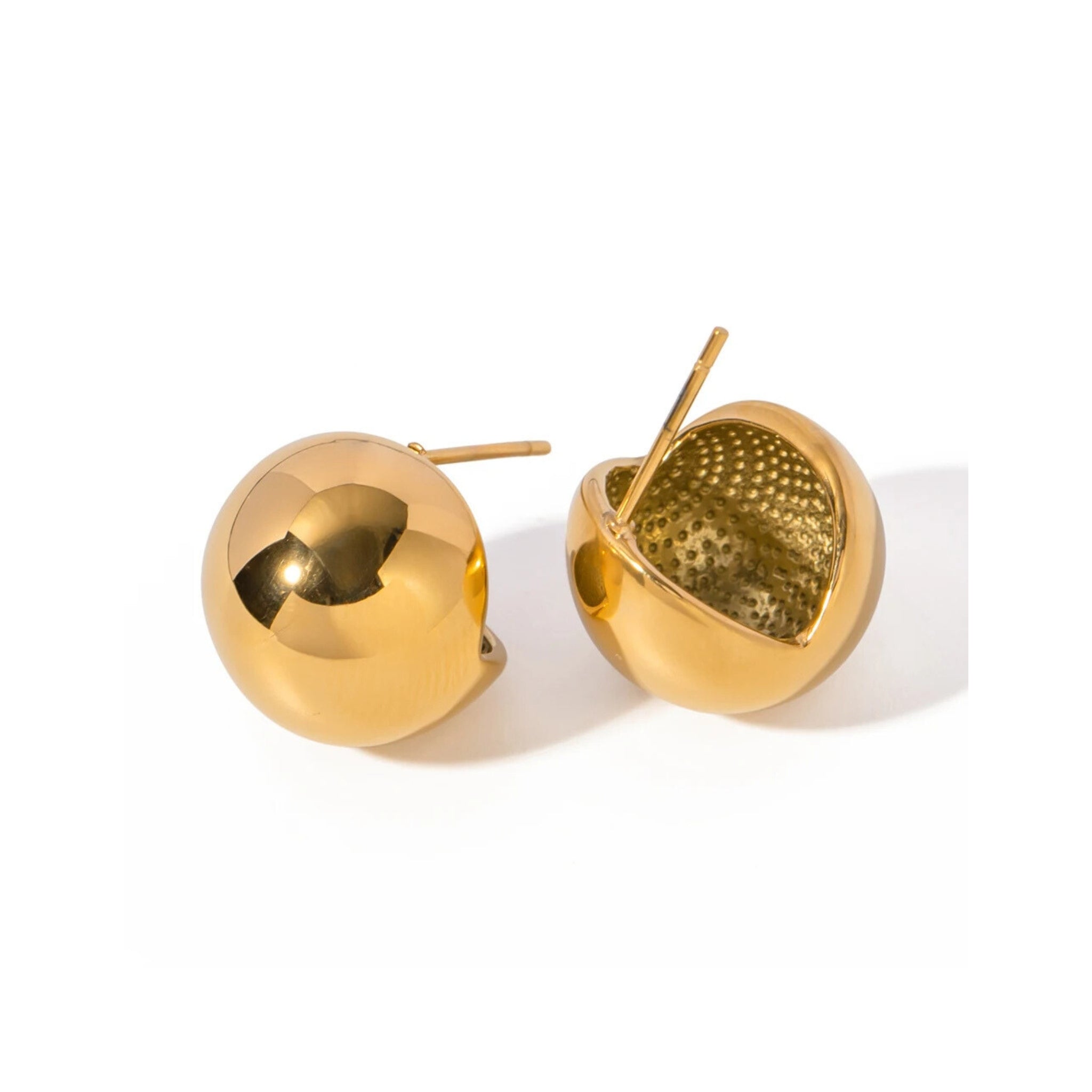 Gold Plated Stainless Steel Hypoallergenic Waterproof Tarnish Free Dome Earrings The Aura