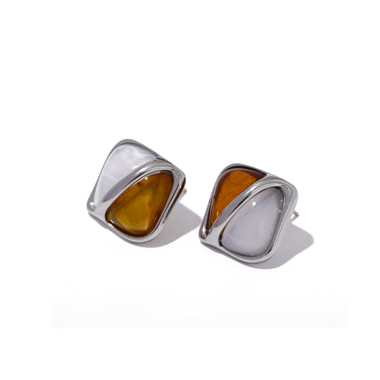 Stainless Steel Hypoallergenic Waterproof Tarnish Free Duet Stud Earrings The Aura