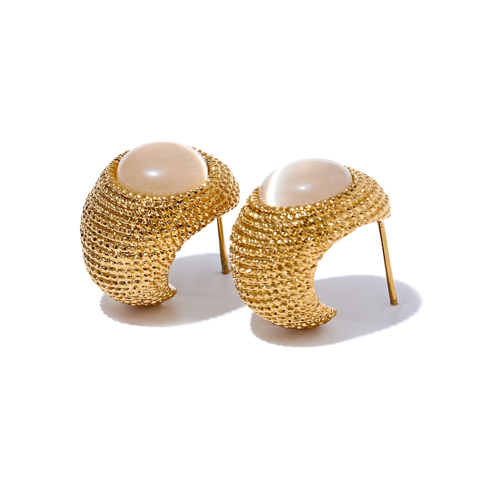 18K Gold Plated Stainless Steel Hypoallergenic Waterproof Tarnish Free Waterproof Sweatproof No-Fade Dune Stud Earrings The Aura