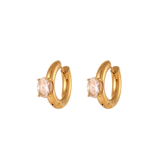 18K Gold Plated Stainless Steel Hypoallergenic Waterproof Tarnish Free Waterproof Sweatproof No-Fade Elise Huggie Earrings The Aura