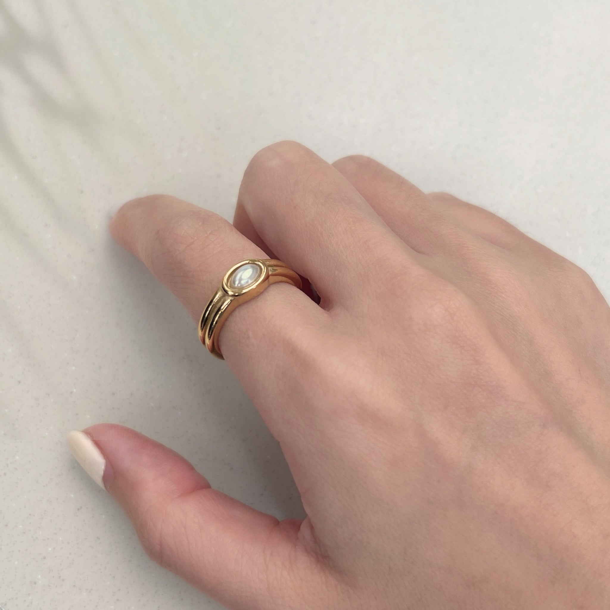 18K Gold Plated Stainless Steel Hypoallergenic Waterproof Tarnish Free Waterproof Sweatproof No-Fade Eye On You Ring The Aura