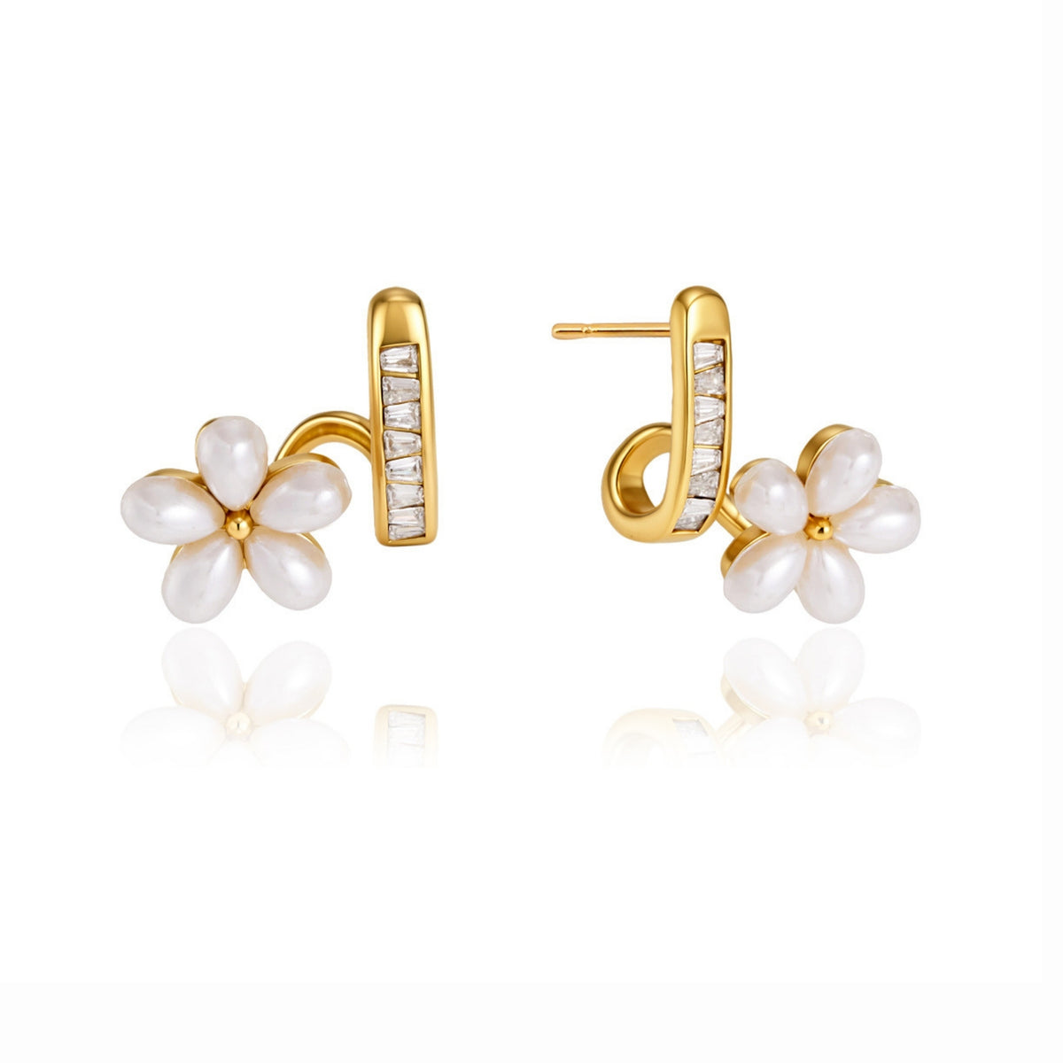 Floral Pearl Stud Earrings