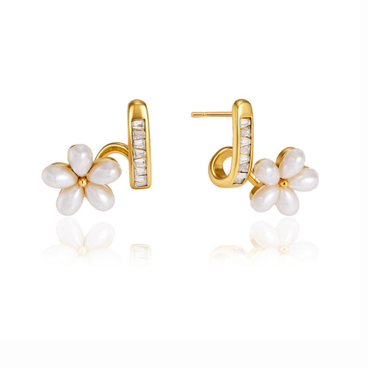 Floral Pearl Stud Earrings