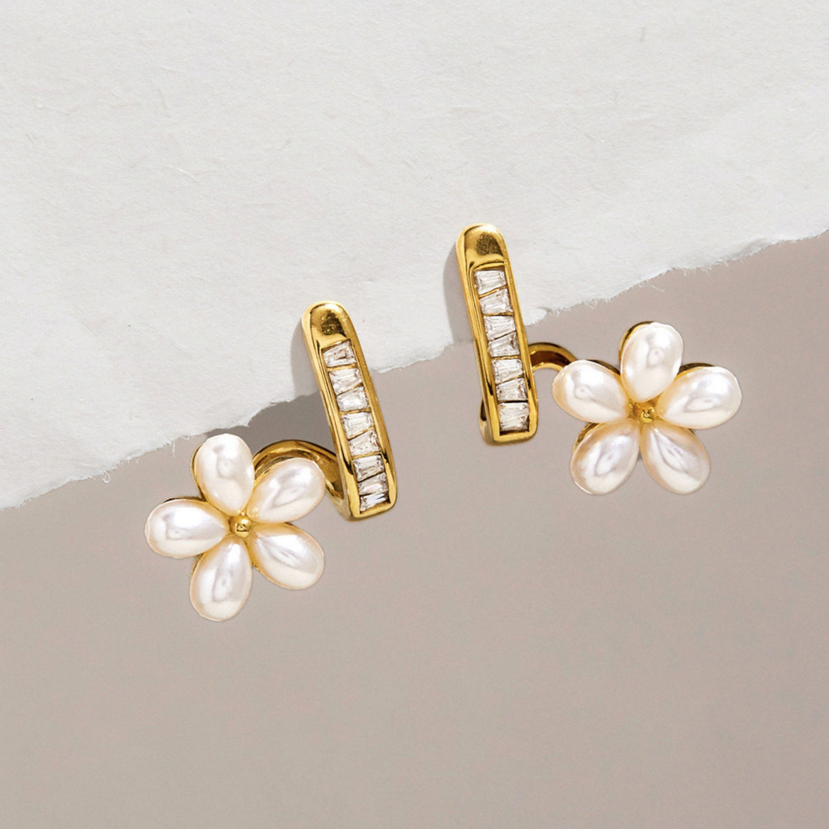 Floral Pearl Stud Earrings