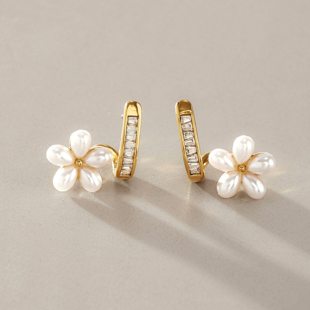 Floral Pearl Stud Earrings