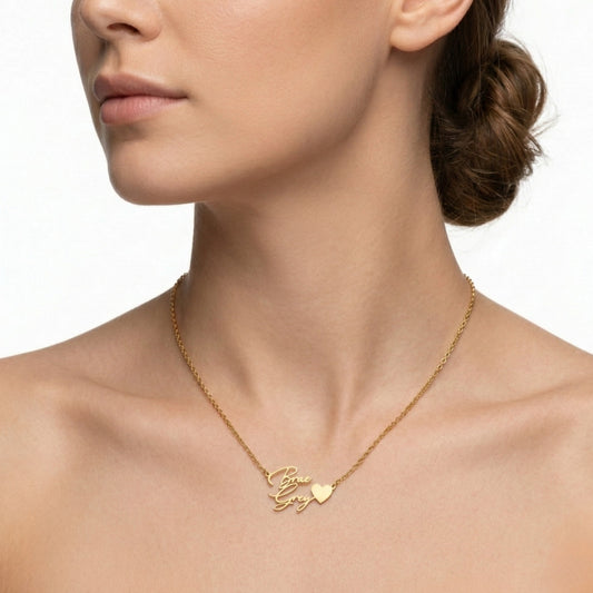 Full Heart Nameplate Necklace