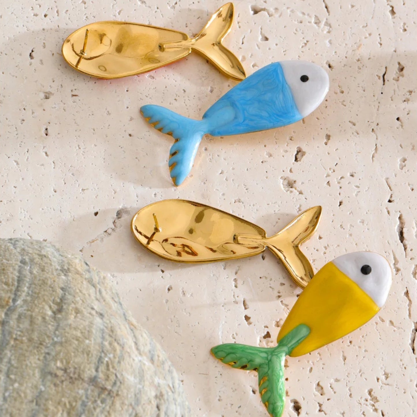 Kai Hand-Painted Fish Stud Earrings