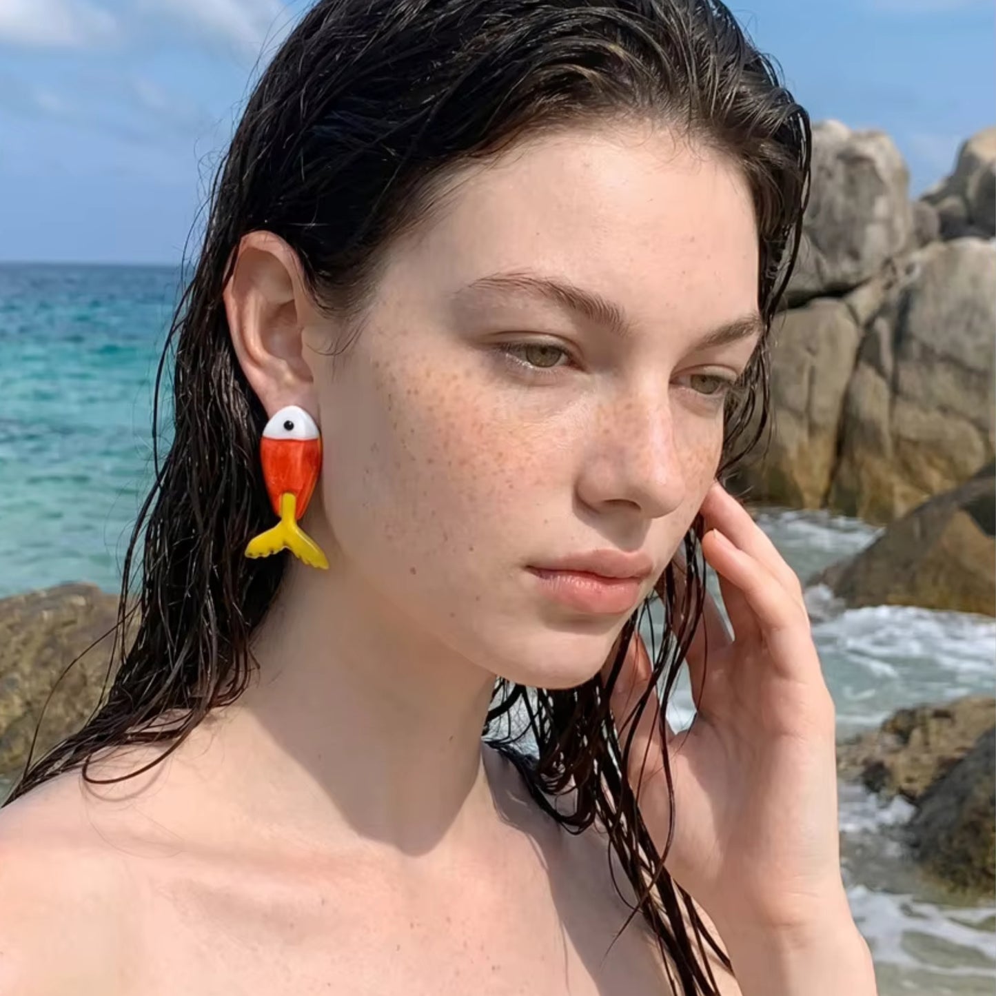Kai Hand-Painted Fish Stud Earrings