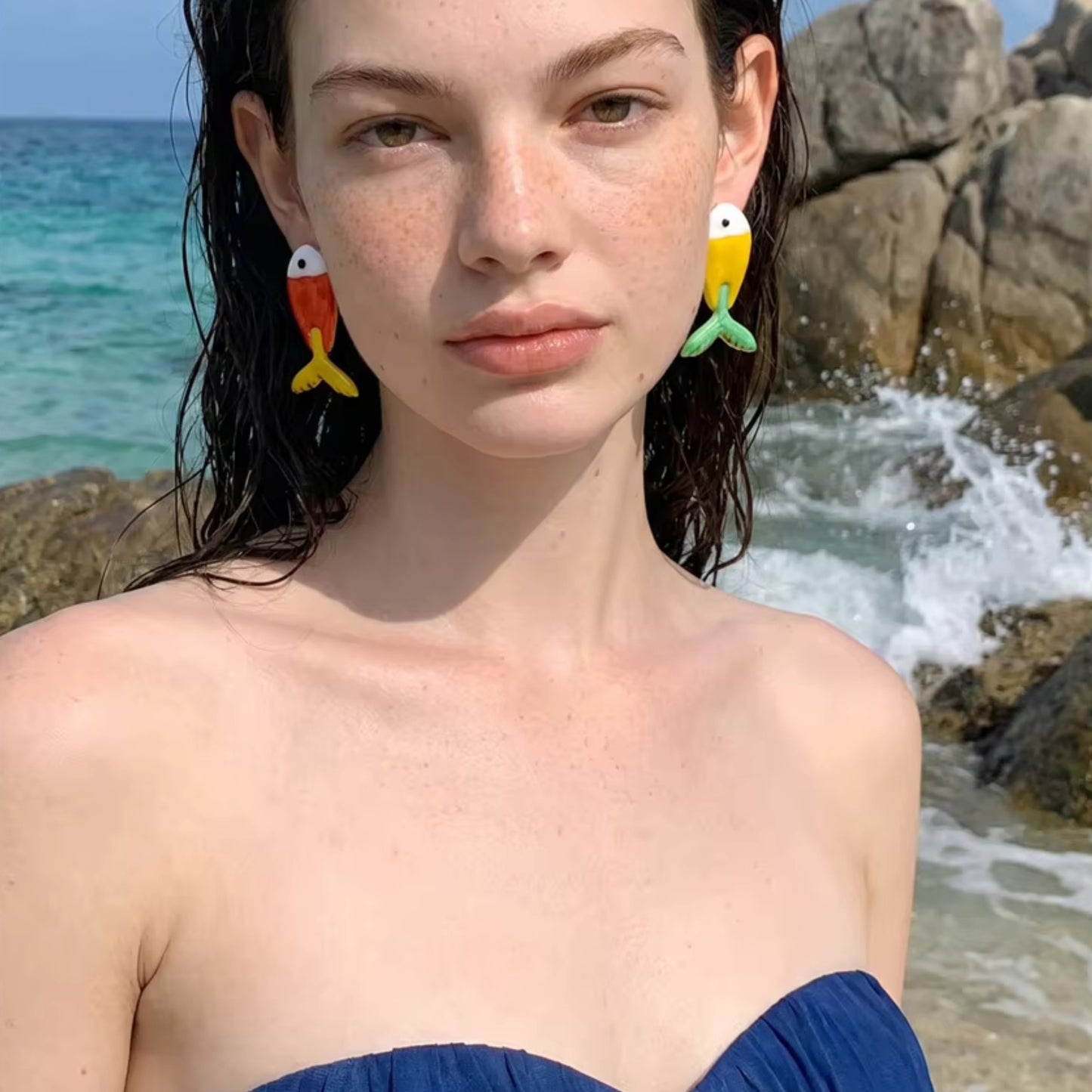 Kai Hand-Painted Fish Stud Earrings