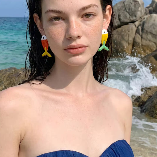 Kai Hand-Painted Fish Stud Earrings